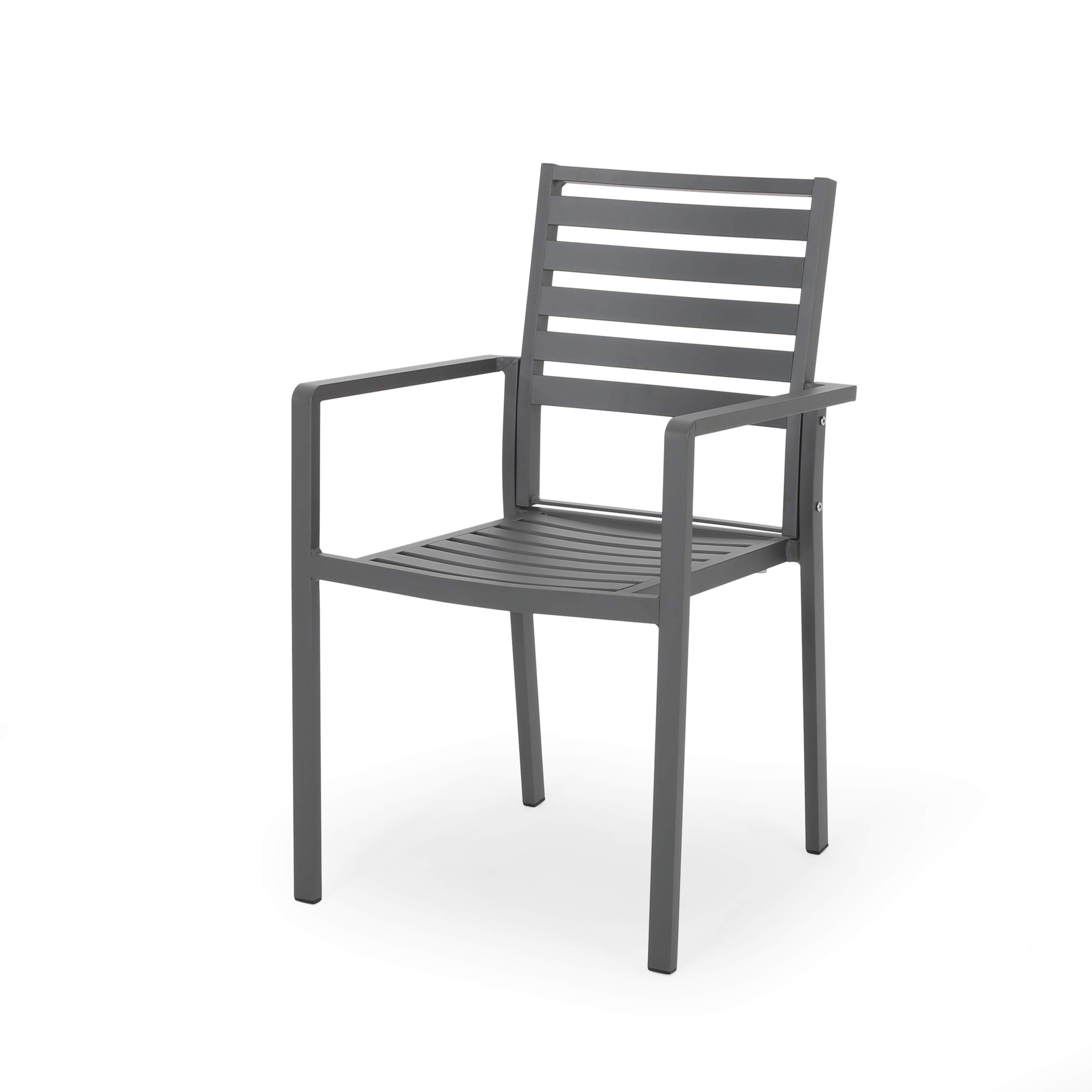 Modern Aluminum Outdoor Dining Chairs (Set of 2) - Lightweight & Weather-Resistant Metal Gray Patio Furniture for Garden, Poolside, and Backyard Dining