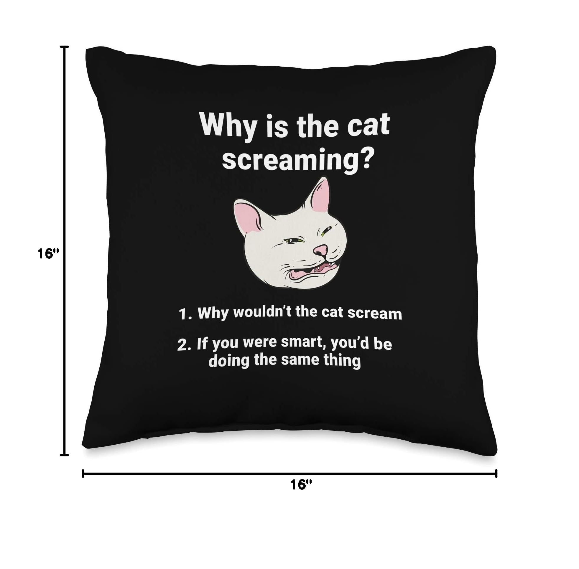 Funny Cat Meme Throw Pillow - Hilarious Screaming Cat Design for Home Decor, Couch & Bed - Perfect Gift for Cat Lovers