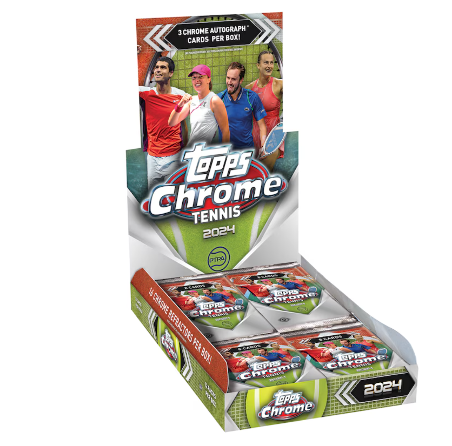 2024 Topps Chrome Tennis Hobby Box - Premium Trading Cards Collection for Tennis Fans & Collectors - Perfect for Gifts, Tournaments, and Memorabilia Display