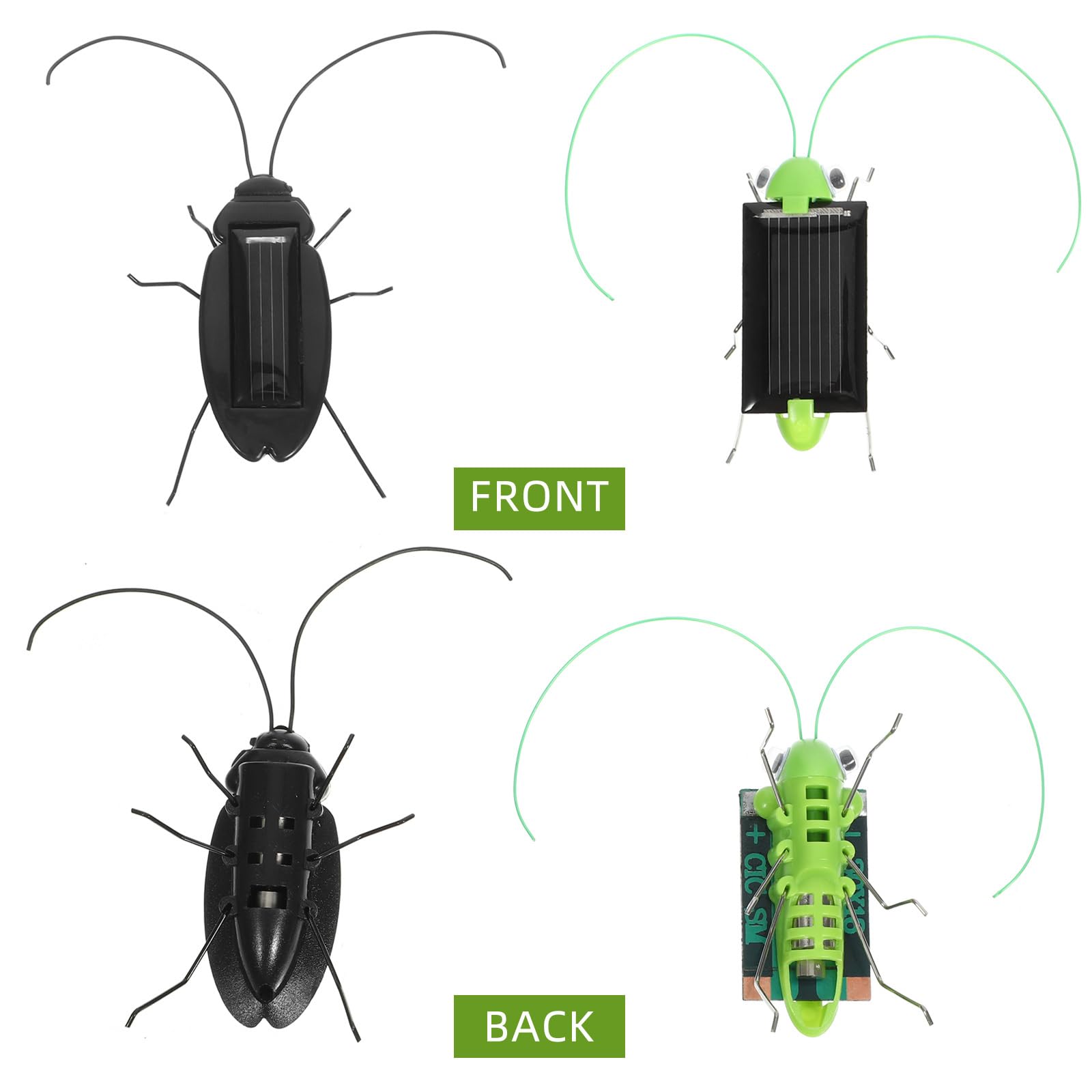 6PCS Solar Powered Insect Toys - Lifelike Moving Crickets & Grasshoppers for Kids, Boys & Girls - Educational Solar Science Toys for School Projects & Outdoor Play - Fun Fake Roaches for Nature Exploration & STEM Learning