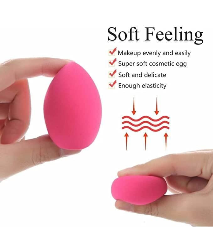 Professional Makeup Sponge Beauty Blender for Flawless Foundation & Concealer Application - Soft Pink Makeup Sponge Puff (Pack of 2) - Perfect for Liquid, Cream & Powder Cosmetics | Home & Travel Use