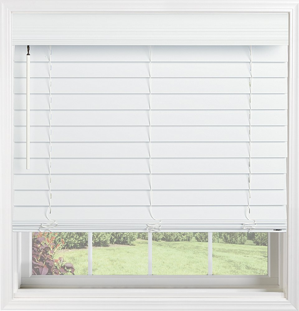 Bali Blinds 2 Inch Cordless Faux Wood Blinds with Wand Tilt - Custom Size 28x48 Inches, White - Perfect for Living Room, Bedroom & Home Office Window Treatments