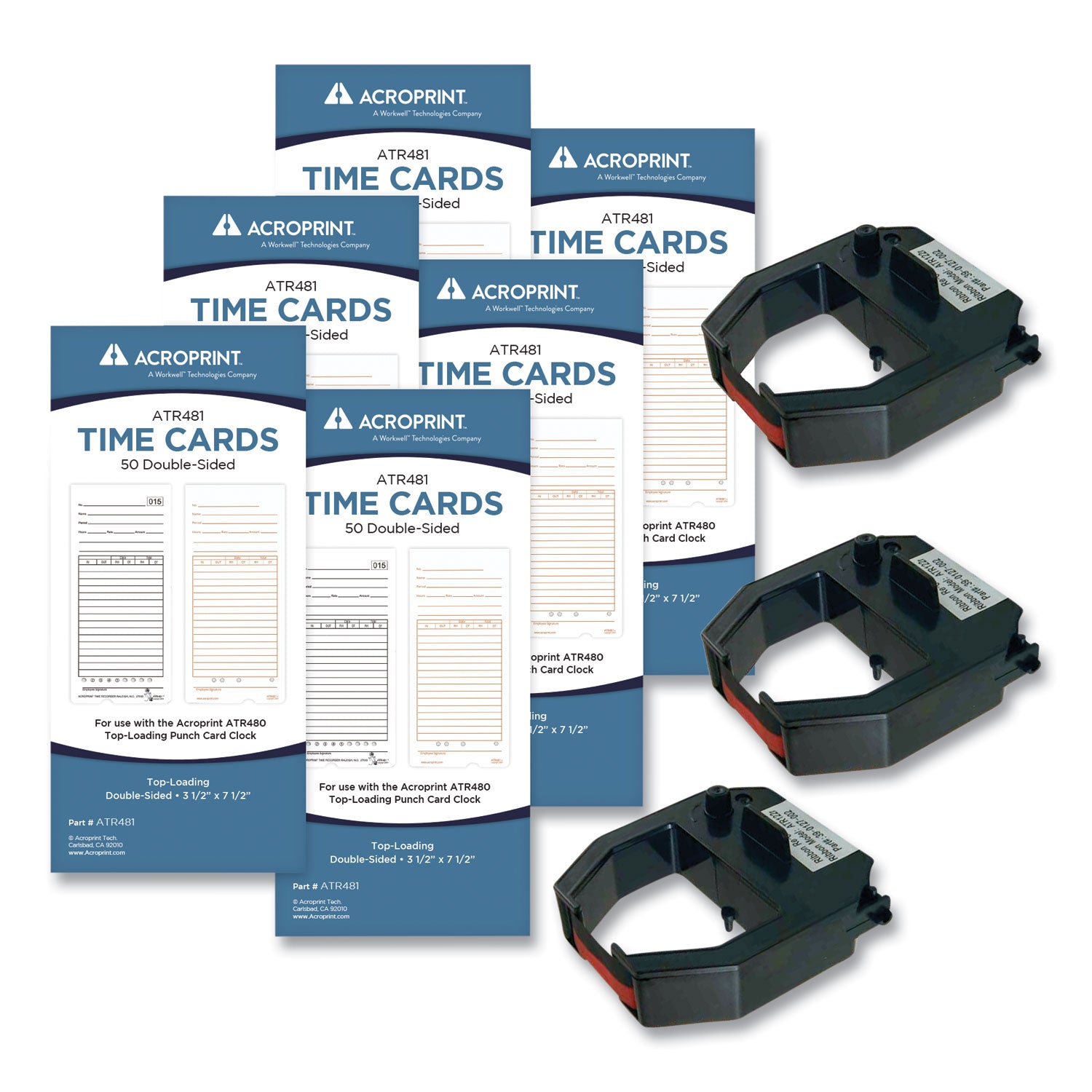 Acroprint Txp300 Bi-Weekly/Weekly Time Card Accessory Bundle - 2-Sided, 3.5 x 7.5 Inch - Perfect for Small Business Payroll & Employee Time Tracking