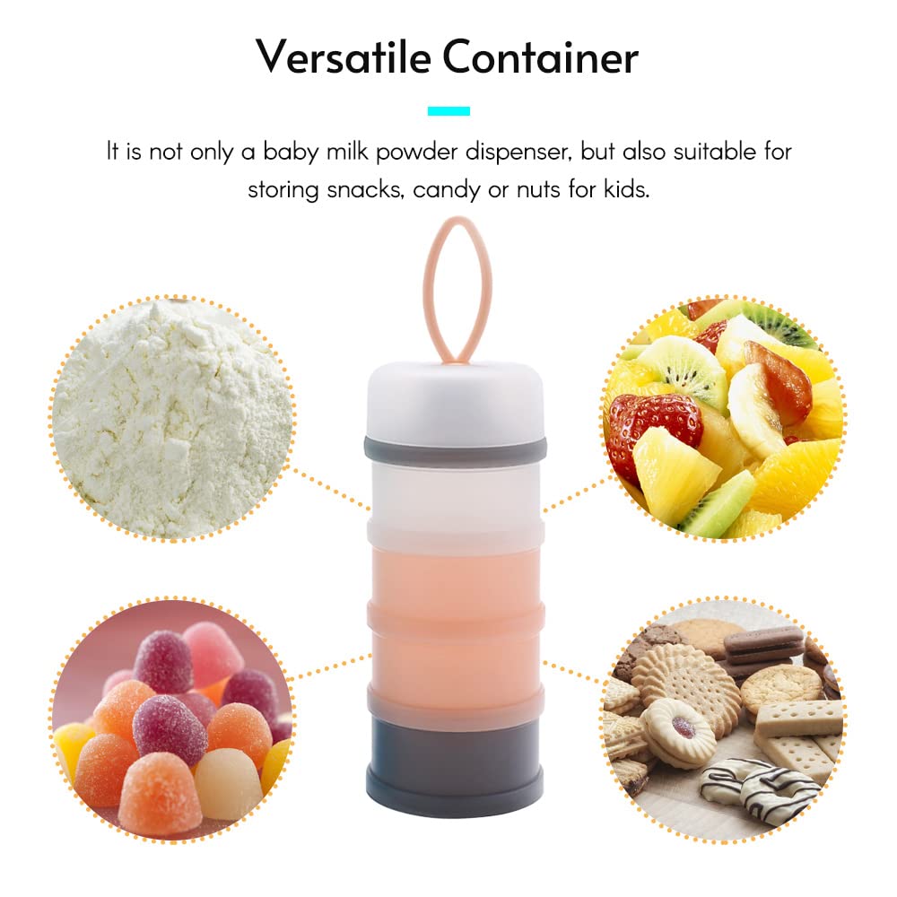 EXCLUZO 4-Layer Portable Baby Formula Dispenser | Travel Milk Powder Storage Container with Handle | Snack Organizer for Nuts, Candy & Dry Food | Perfect for On-the-Go Parents & Daycare Use