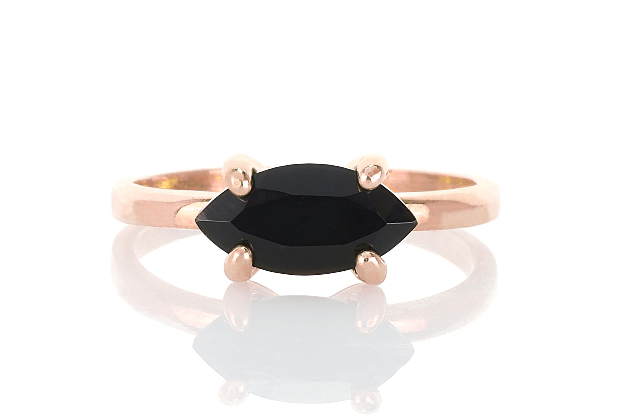 Black Onyx Ring for Women - Handmade Minimalist Gold Jewelry - Stackable & Engraved for Everyday Wear