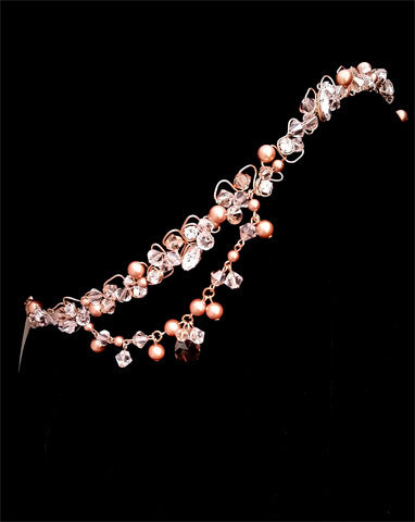 Elegant Boho Bridal Headpiece with Crystal Band & Drapes - Karena by Kezani | Perfect for Weddings, Boho Chic Bridal Looks & Special Occasions