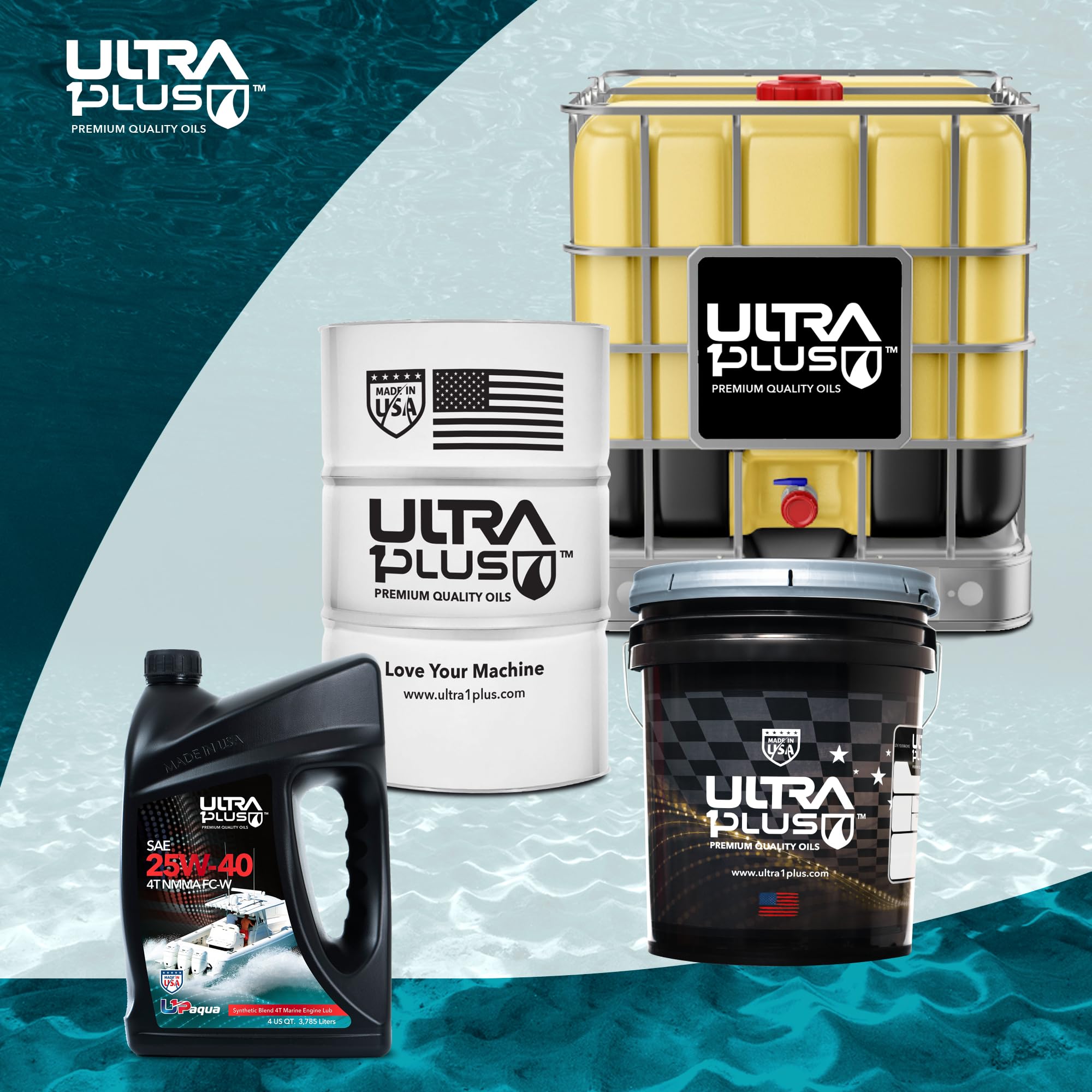 U1P-Aqua SAE 25W-40 Synthetic Blend 4T Marine Engine Oil - NMMA FC-W Certified (5 Gallon Pail) - Ideal for Outboard Motors, Jet Skis & Marine Engines