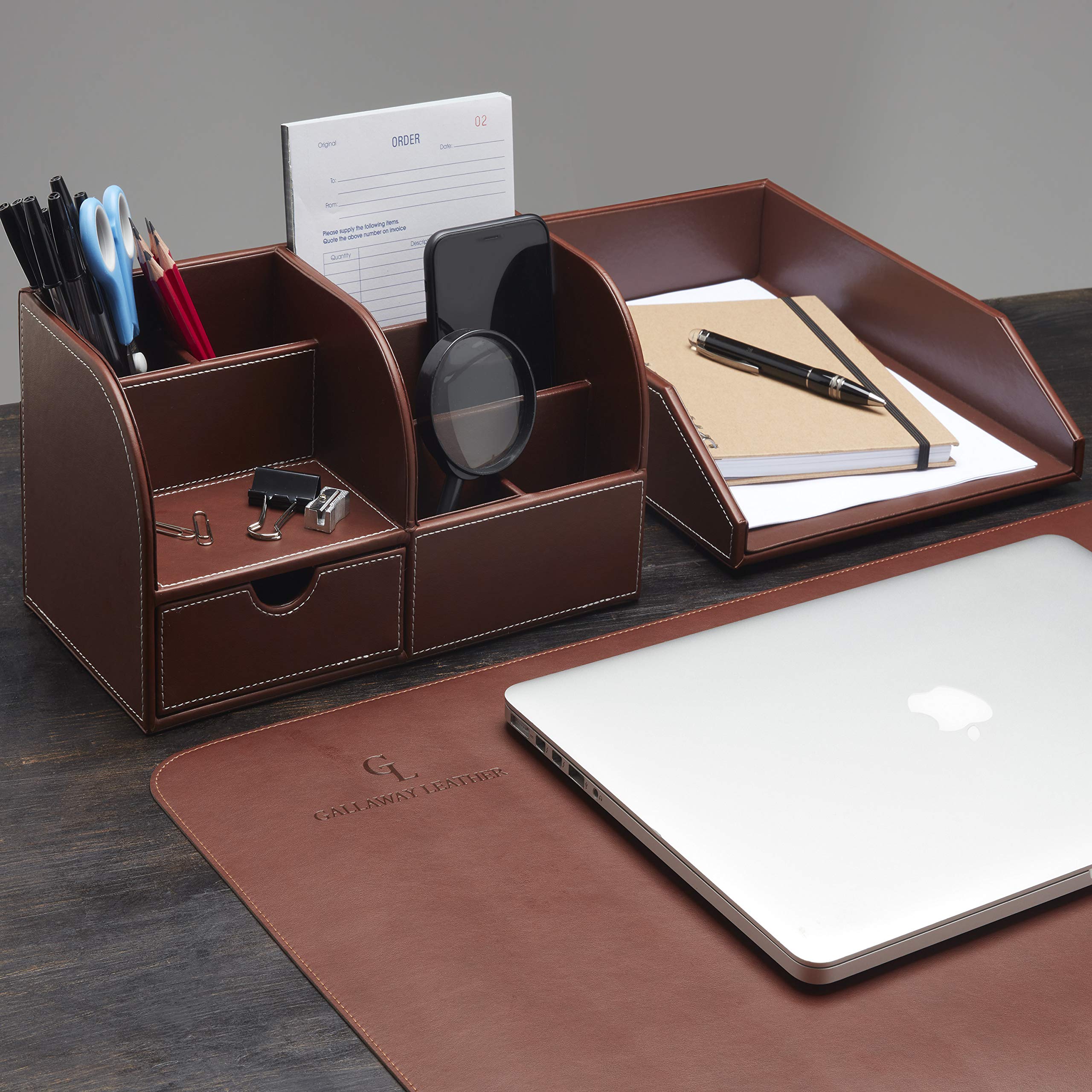 Premium PU Leather Letter Tray Desk Organizer - Stackable Paper Tray for Office & Home, A4 Document Holder for Desk Organization, Perfect for Files, Mail & Office Supplies Storage (Ideal for Workspace, Study & Home Office)