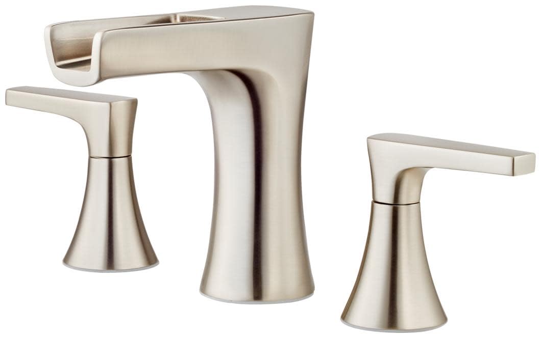 Pfister LG49-MF1K Brushed Nickel Single Handle Bathroom Faucet - Modern Waterfall Spout for Vanity Sink, Easy Installation, Durable Finish - Perfect for Home Bathroom Renovation and Guest Bathroom Upgrade