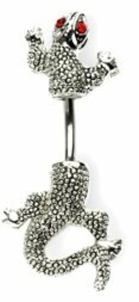 14G Chameleon Lizard Belly Button Ring - Split Body Navel Piercing Jewelry for Women | Perfect for Parties, Beach Outfits & Body Art Fashion