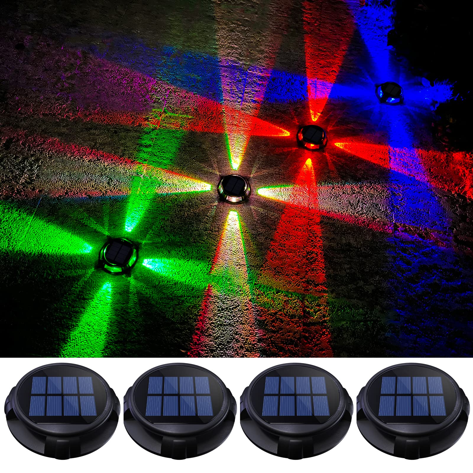 Solar Deck Lights Outdoor - Waterproof RGB LED for Driveway & Dock - Marine Road Markers