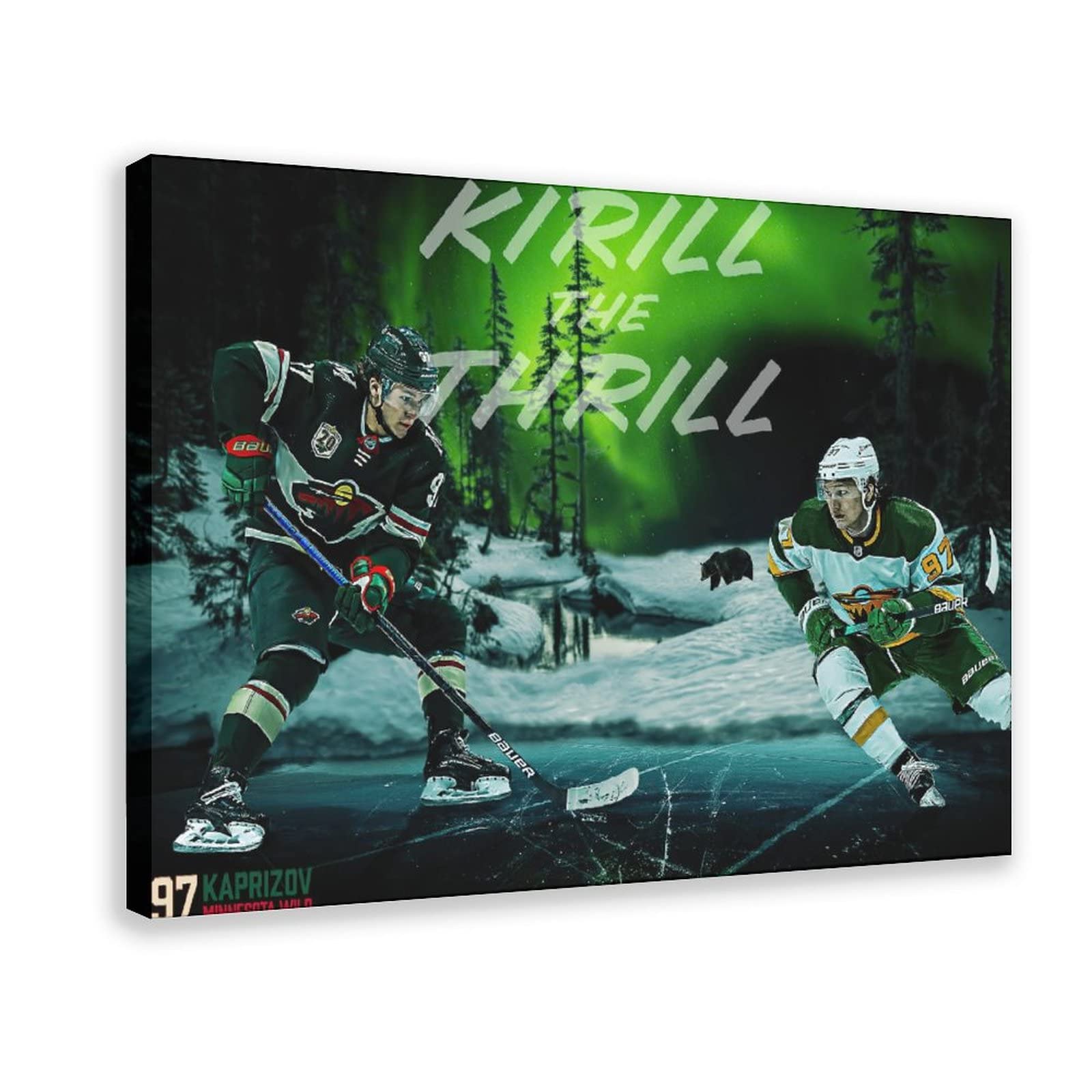 Kirill Kaprizov Hockey Poster - Minnesota Wild NHL Player Portrait Canvas Wall Art - Bedroom, Office & Dorm Room Decor - Sports Fan Gift for Men & Boys