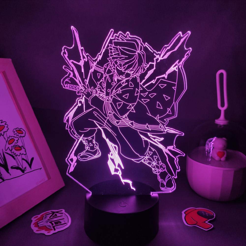 Demon Slayer Zenitsu Agatsuma 3D LED Night Light - 16 Color Changing Anime Table Lamp with Remote Control for Home Decor, Christmas Gift, Kids Room & Manga Lover's Collection | Perfect for Bedroom, Gaming Room & Anime Themed Parties