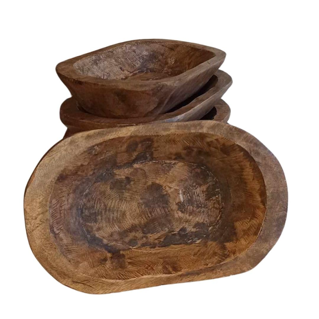 Handmade Antique Wooden Dough Bowl - 9-10