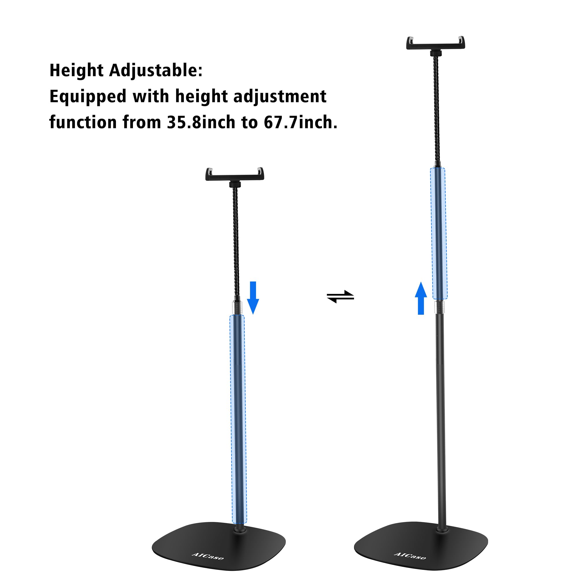 Adjustable Aluminum Floor Stand for iPad & Tablet (4.6-13
