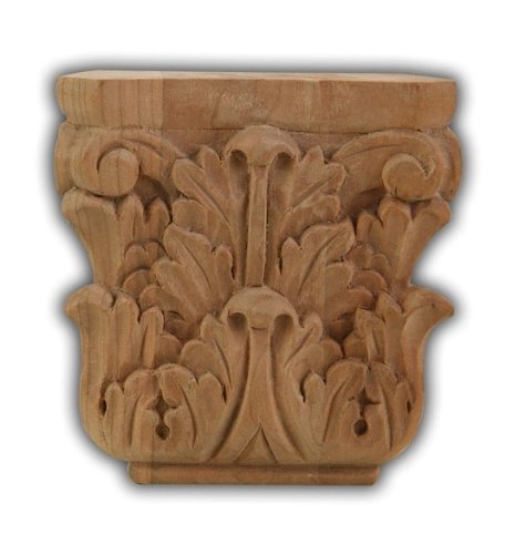 Premium Corinthian Capital Small - Red Oak Wooden Column Cap for Home & Garden Decor | Classic Architectural Accent for Pillars, Porches, and Interior Design