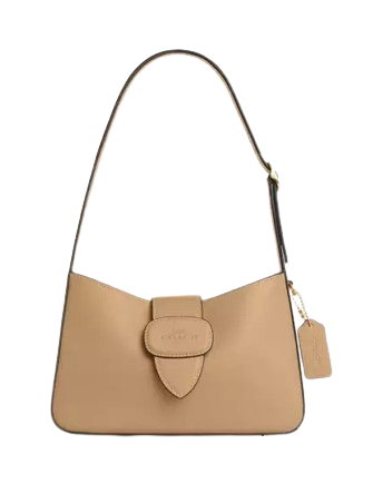Coach Eliza Leather Shoulder Bag with Leather-Covered Closure - Perfect for Work, Travel & Everyday Use
