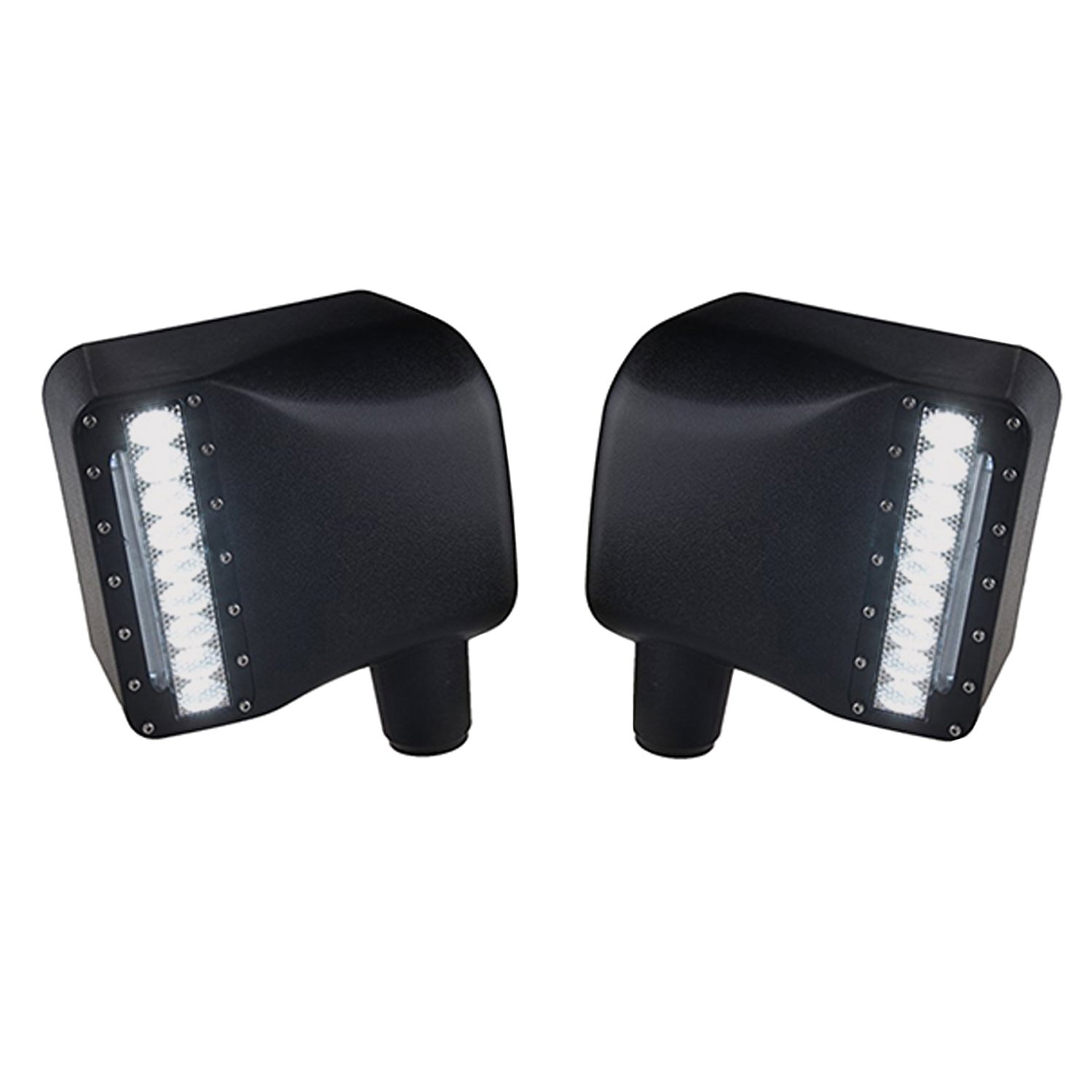 Xprite Smoke Lens LED Side Mirror with White Spot Lights & Amber Turn Signal for 2007-2018 Jeep Wrangler JK JKU - Off-Road Upgrade for Enhanced Visibility & Safety