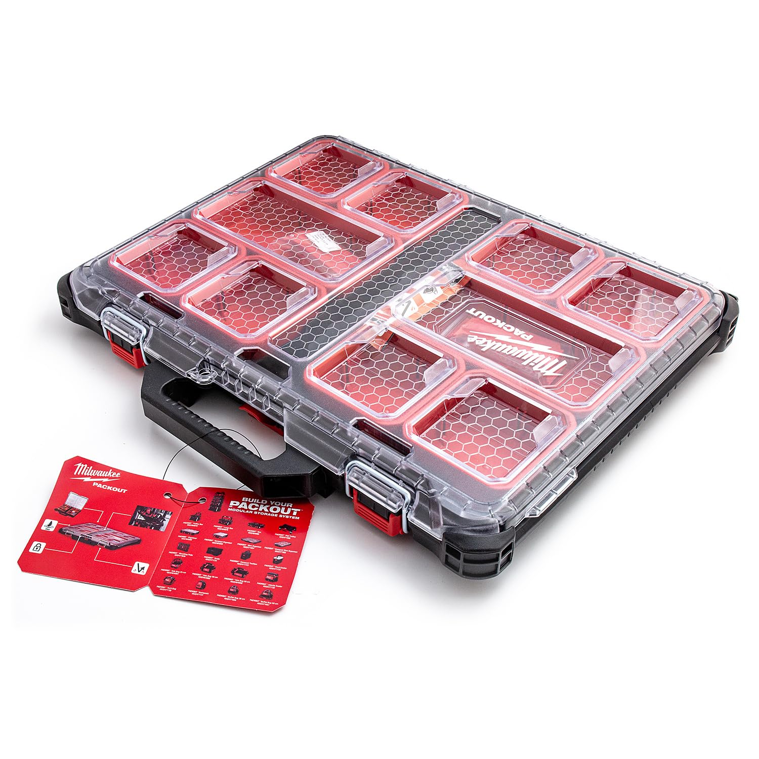 Milwaukee 4932471064 PACKOUT Slim Organizer - Black Tool Storage Case for Workshop & Job Site Organization | Compact Design for Easy Transport & Secure Tool Storage