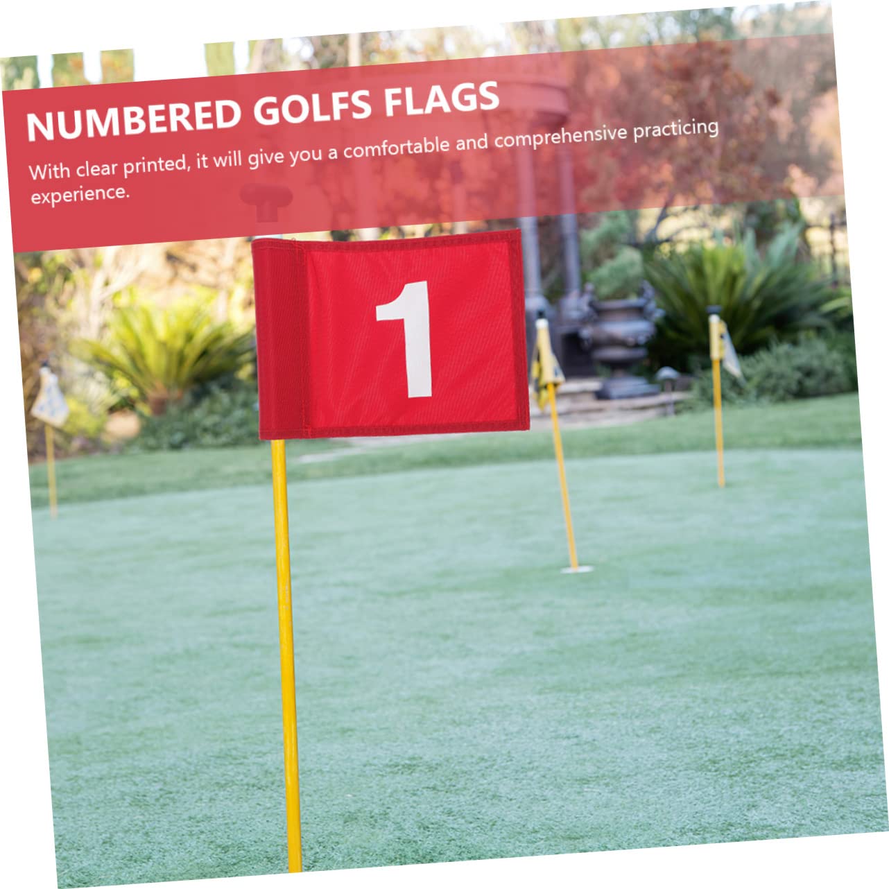 Abaodam 6 Pack Golf Practice Flags - Old Fashioned Red Nylon Golf Putting Training Flags for Backyard, Driving Range & Tournament Use