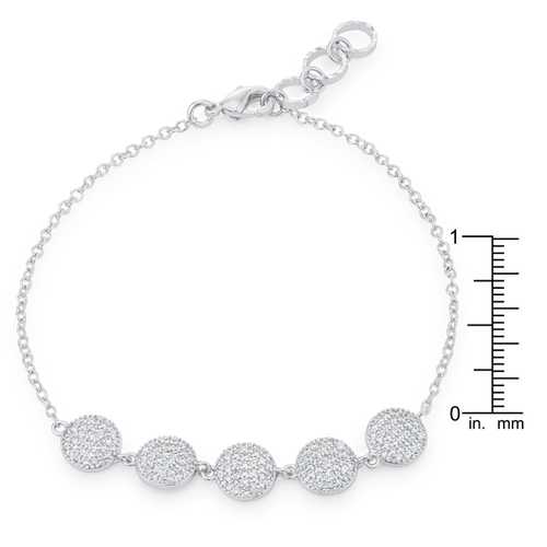 0.8ct CZ Rhodium Plated Pave Disc Bracelet for Women - Elegant Cubic Zirconia Tennis Bracelet for Party, Wedding & Special Occasions