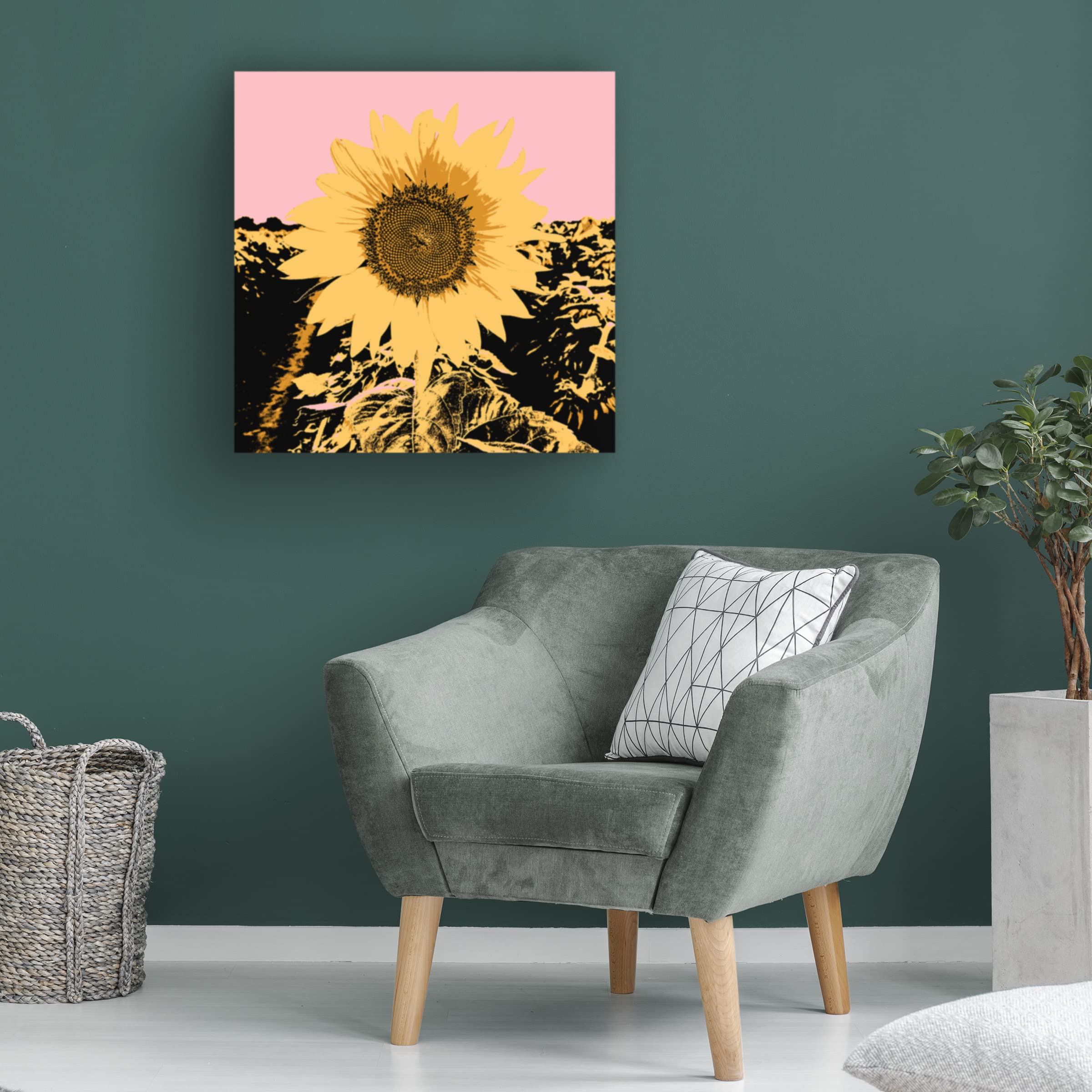 Jacob Green 'Pop Art Sunflower III' Canvas Wall Art Print - Modern Home Decor for Living Room, Bedroom & Office
