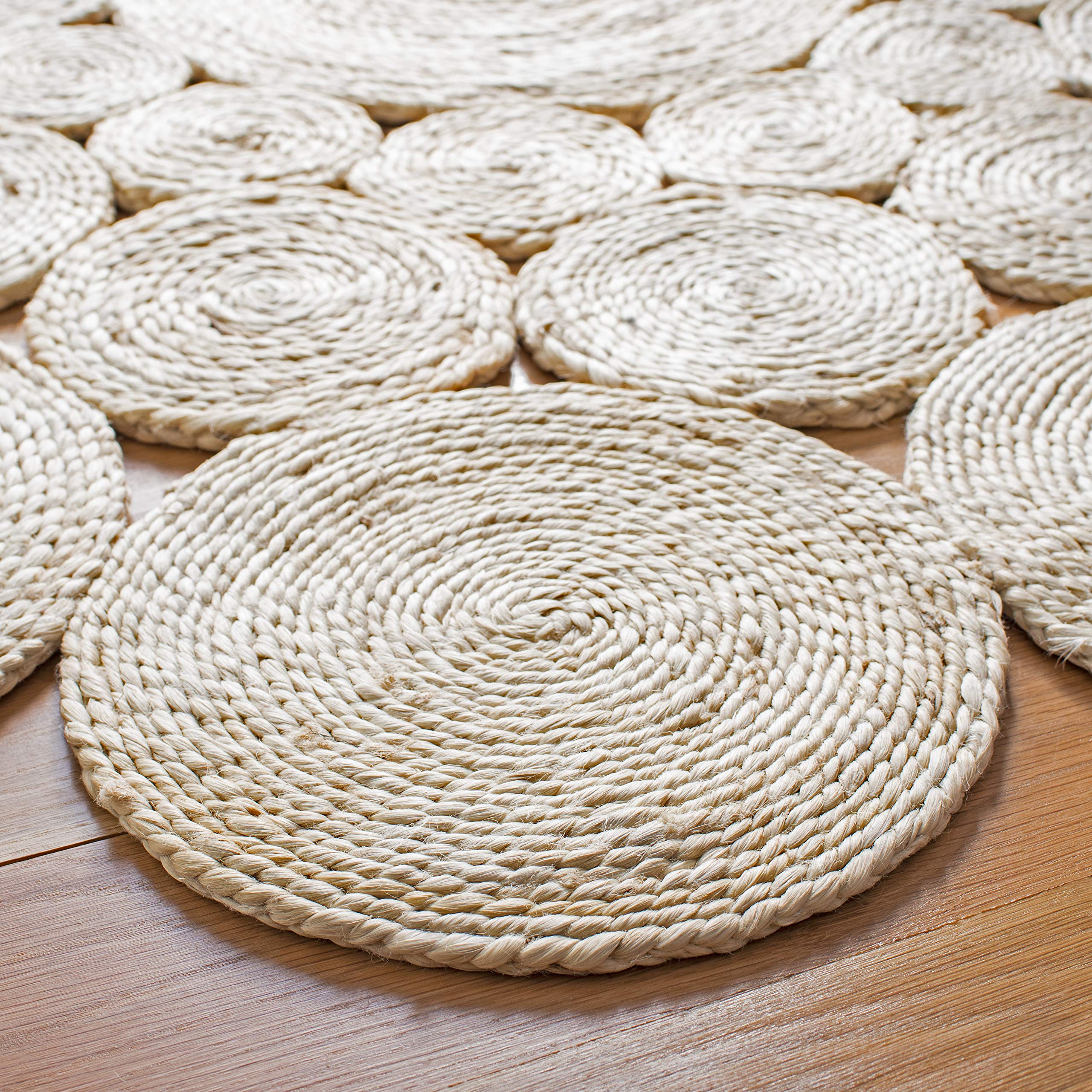 SAFAVIEH Natural Fiber Collection 8' Round Ivory NF363B Handmade Boho Farmhouse Jute Rug - Perfect for Living Room, Dining Room, Bedroom & Entryway Decor
