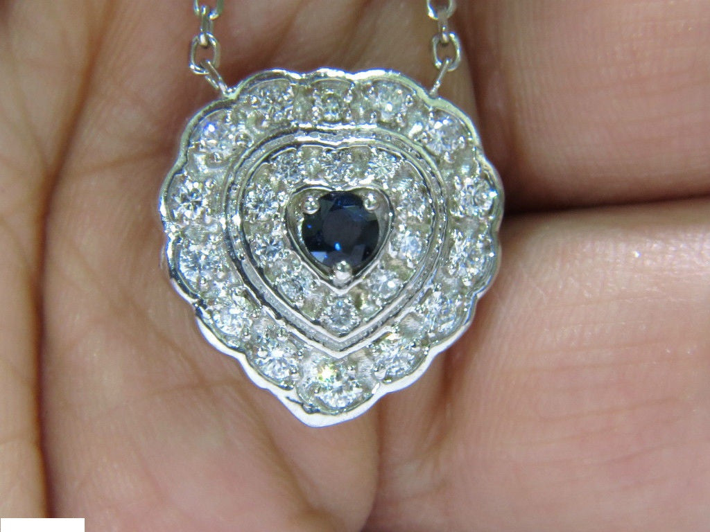 1.25 Carat Natural Sapphire & Diamond Cluster Necklace in 14K Gold - Elegant Jewelry for Women, Perfect for Weddings, Anniversaries & Special Occasions
