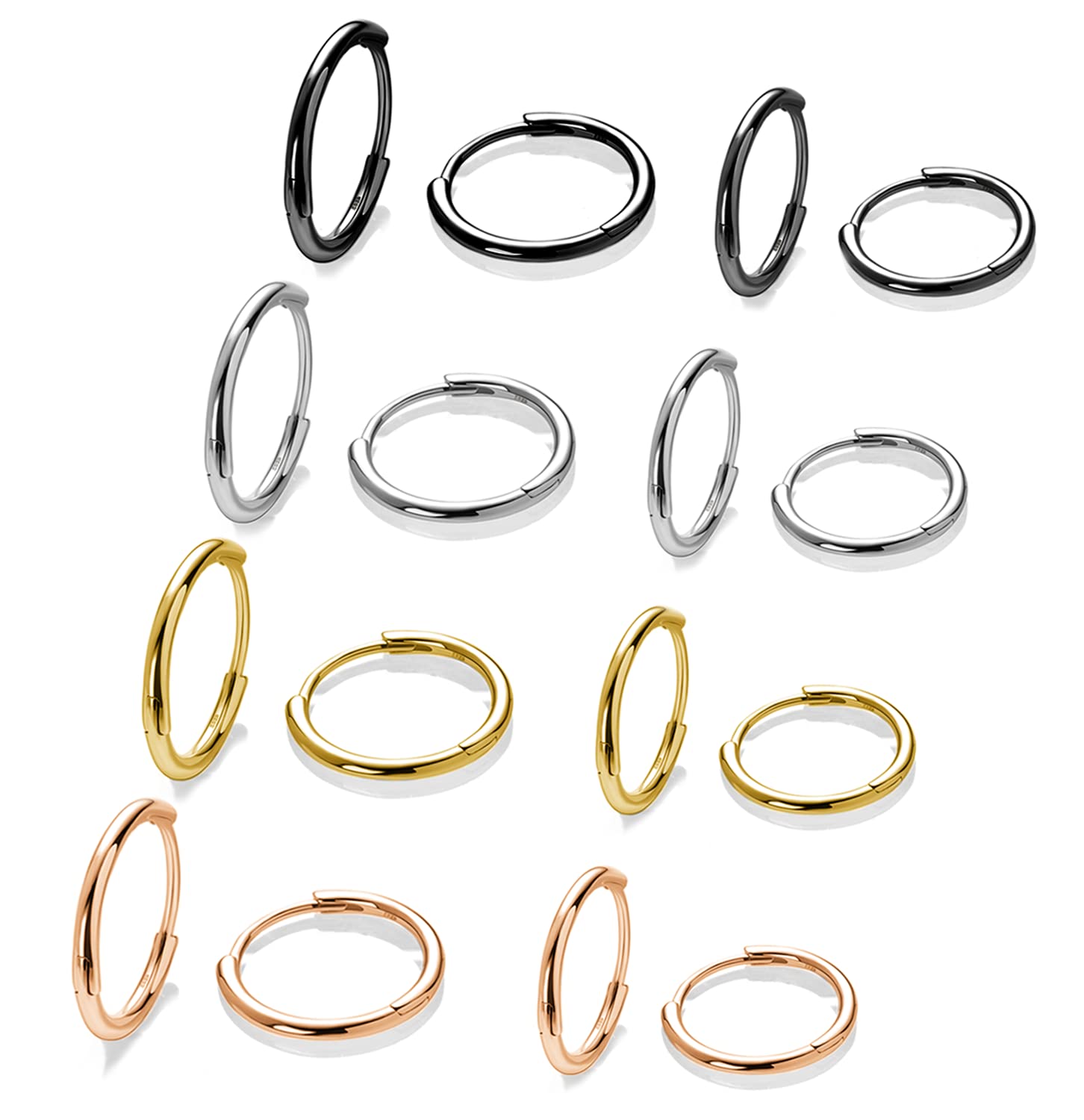 Senteria 3 Pairs Small Gold Hoop Earrings for Women - 925 Sterling Silver 14K Gold Plated Huggie Hoops (13mm 15mm 20mm) - Perfect for Everyday Wear, Parties & Gifts