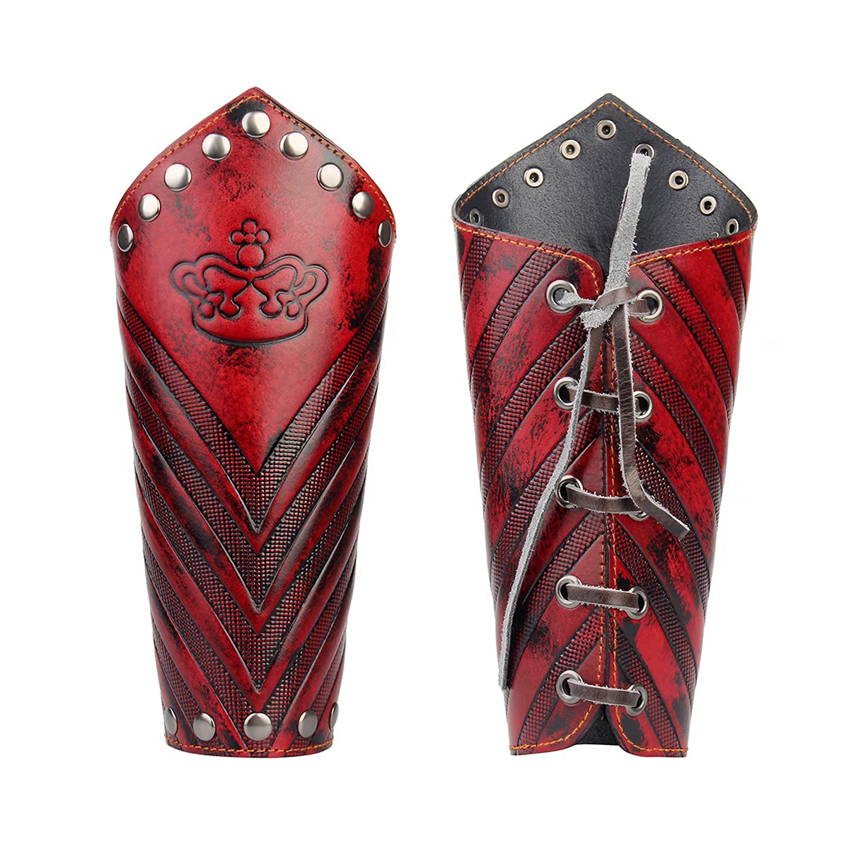 JAOYU Medieval Leather Bracer Set - 2PCS Viking Armor Vambrace Wrist Guards for LARP, Cosplay & Renaissance Fairs - Durable Leather Gauntlets for Role Playing, Historical Reenactment & Costume Accessories