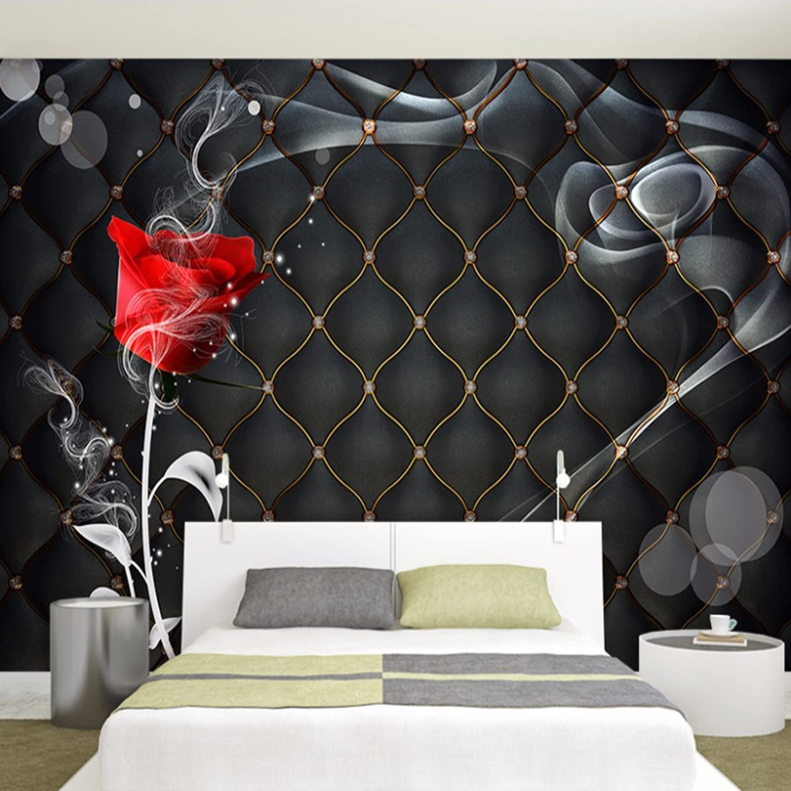 Red Rose Peel and Stick Wallpaper - Self-Adhesive Removable Wall Mural (138x96 Inch) - Modern Floral Wall Decor for Living Room, Bedroom & Office