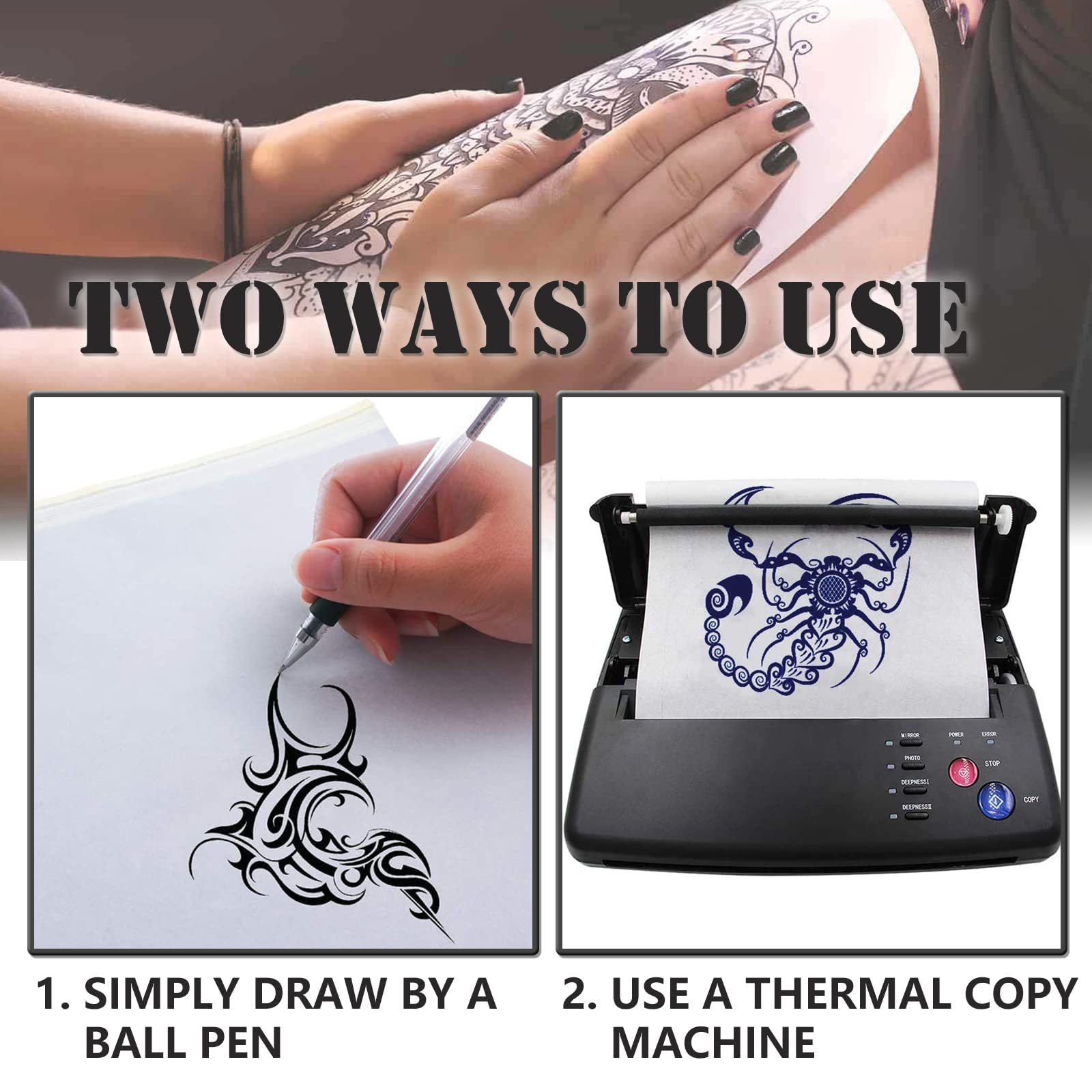 Beoncall 35Pcs Tattoo Stencil Transfer Paper - 4 Layer Thermal Transfer Paper A4 Size for Professional & DIY Tattoo Artists - Perfect for Tattoo Transfer Kits, Body Art Designs & Temporary Tattoo Supplies | Ideal for Tattoo Studios, Home Practice & Body Art Projects