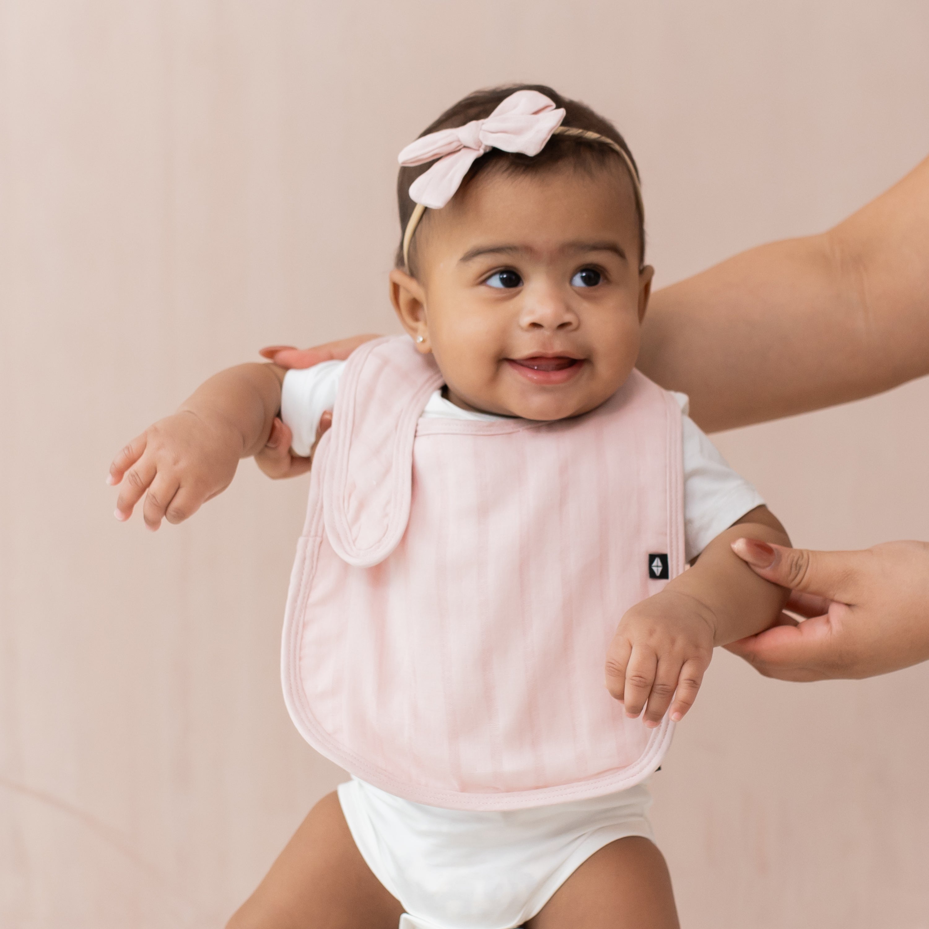 Organic Bamboo Muslin Baby Bib - Soft, Absorbent & Eco-Friendly for Mealtime & Drool Control - Blush Pink