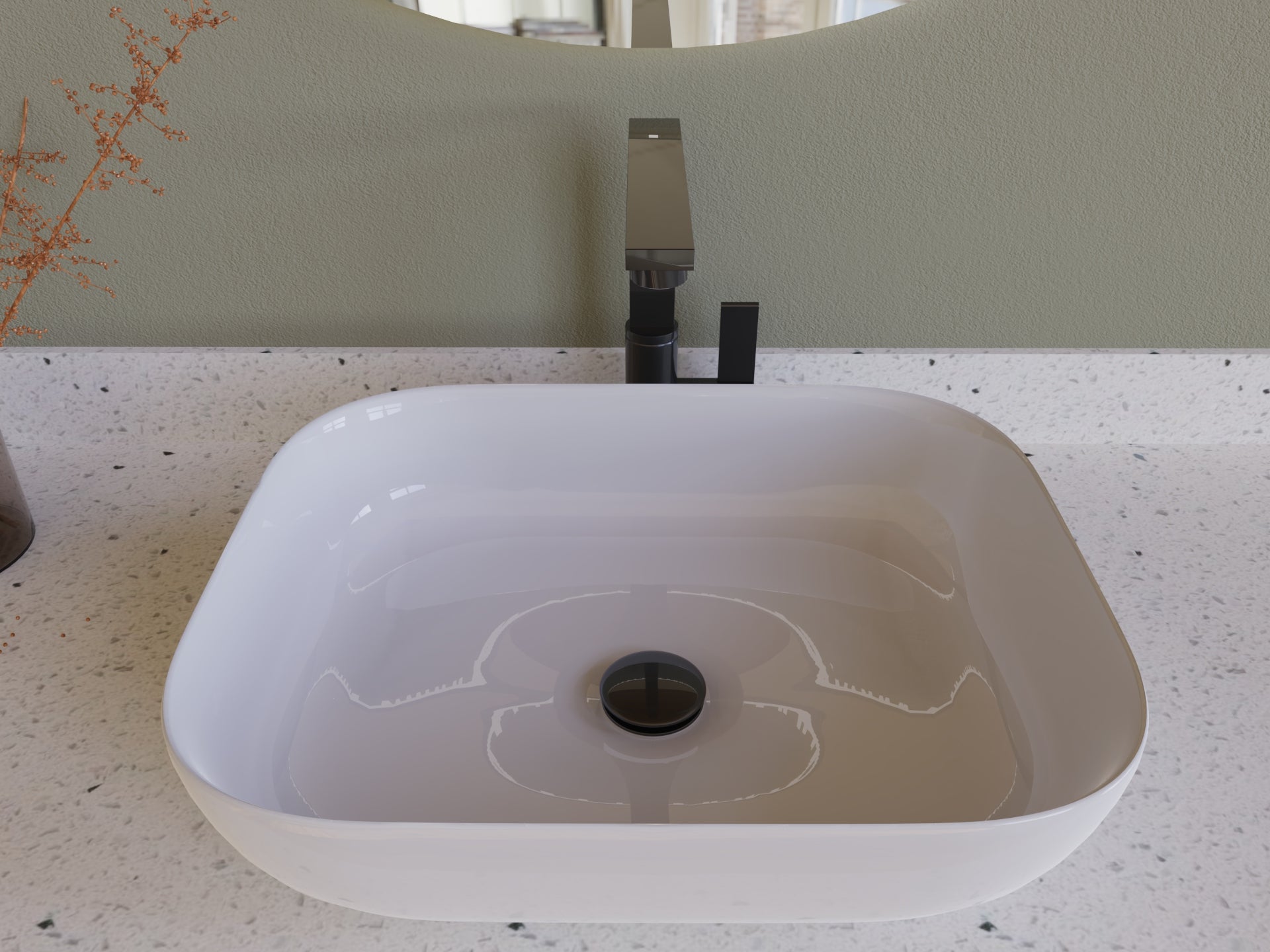 DAX 82005 Round Vanity Sink Pop-Up Drain with Brass Body - 2 5/8 x 8 5/8 Inches - Perfect for Bathroom Vanity & Vessel Sink Installation