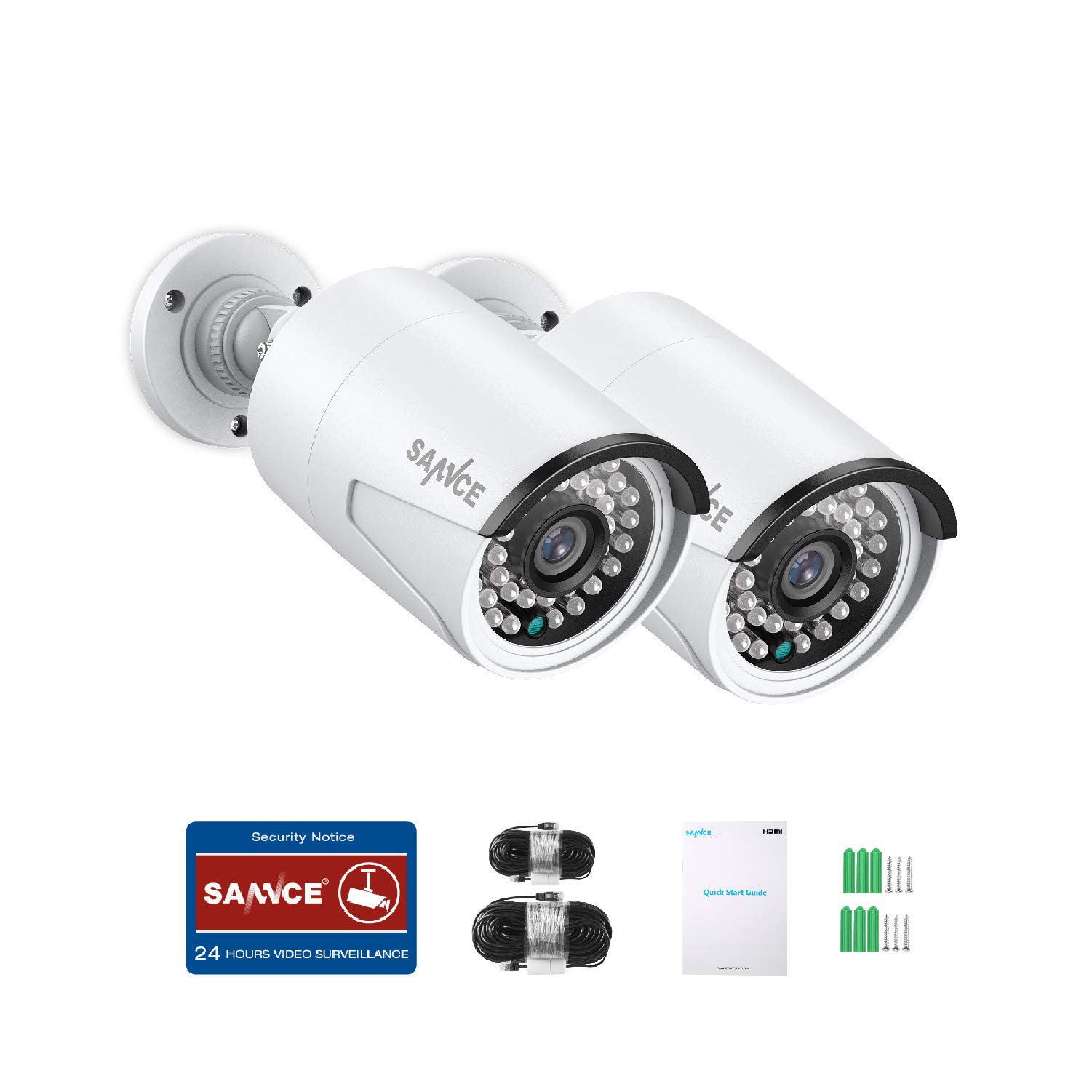 SANNCE 5MP PoE IP Security Camera System - 2 Pack Outdoor Weatherproof Surveillance Cameras with Smart IR Night Vision, Motion Detection, One-Way Audio & Alexa Compatibility | Ideal for Home Security, Business Monitoring & Property Protection