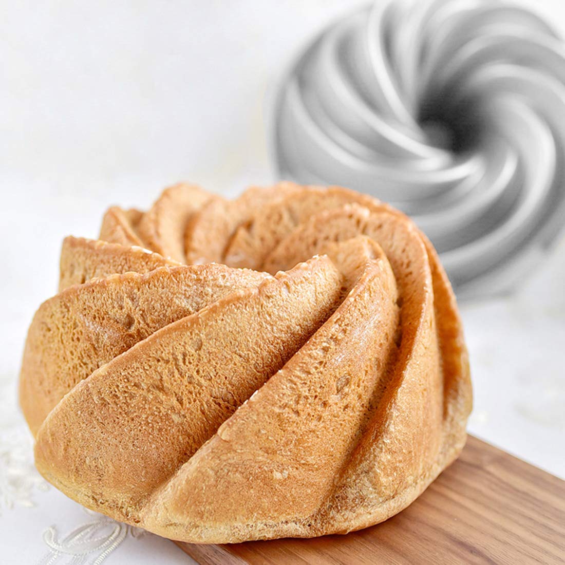 Tosnail 9-Inch Non-Stick Fluted Round Cake Pan - Heavy Duty Baking Pan for Bundt Cakes, Pound Cakes, Desserts - Perfect for Home Baking, Parties & Holiday Treats