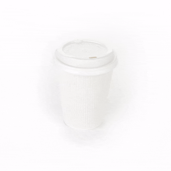 12 oz White Paper Ripple Wall Coffee Cups with White Lids - 3.5