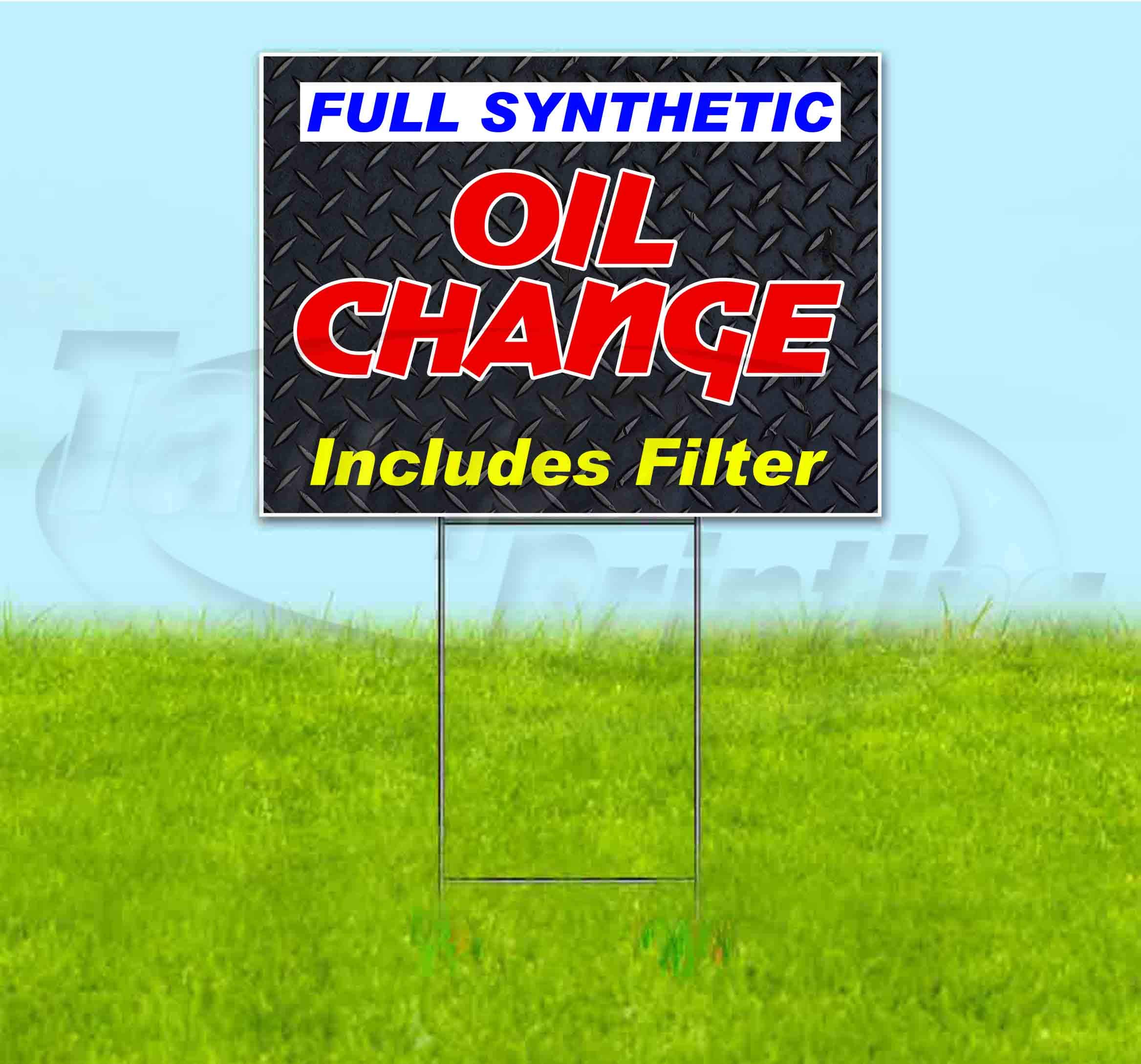 Oil Change Yard Sign 18x24 Inch - Durable Metal Step Stake Included | Bulk Discounts & Multi-Packs Available | Perfect for Auto Shops, Car Dealerships & Driveway Advertising