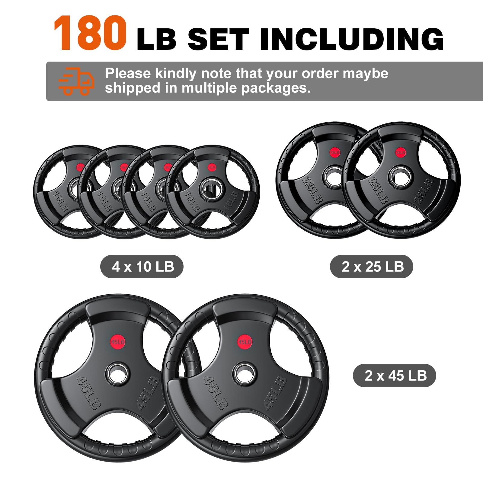 XDDIAS 2-Inch Olympic Rubber Weight Plates - 10LB to 45LB Solid Cast Iron Grip Plates for Barbell Strength Training | Perfect for Home Gym, Weightlifting & Bodybuilding | Durable for CrossFit, Powerlifting & Functional Fitness Workouts