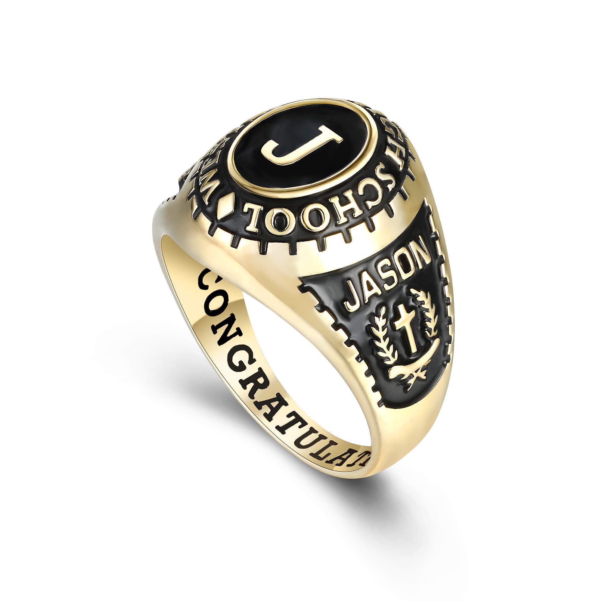 Authentic PJM Mementos USA Premium Class Ring for Men - Custom 925 Sterling Silver or 10KT Gold High School, College & University Graduation Ring - Personalized Initial Collection - Perfect Graduation Gift for Him - Ideal for Commencement Ceremonies, Alumni Events & Special Occasions