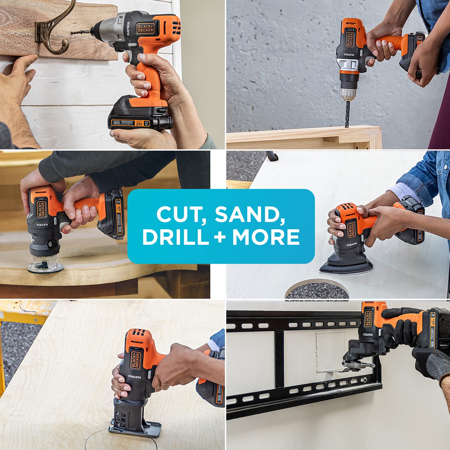 BLACK+DECKER 20V MAX Cordless Drill Combo Kit with 6 Tools & MarkIT Picture Hanging Kit (BDCDMT1206KITC & BDMKIT101C) - Perfect for DIY Home Improvement, Woodworking, and Picture Hanging Projects