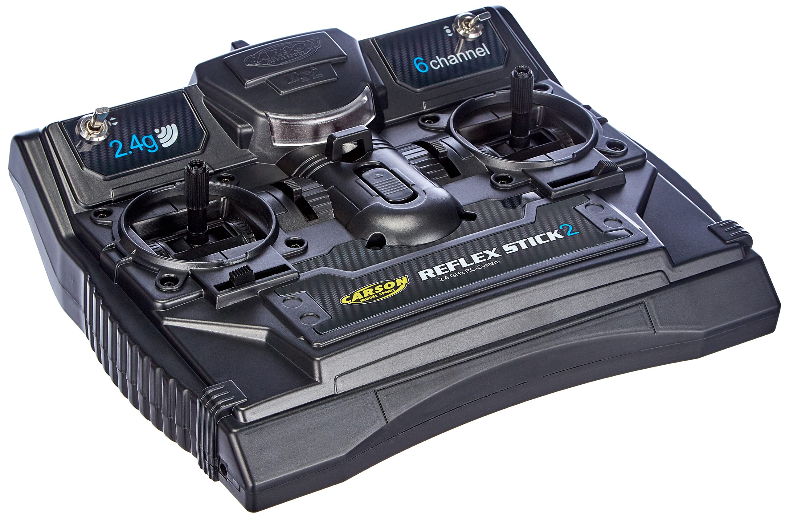 Carson FS Reflex Stick II 2.4GHz 6-Channel RC Remote Control System with Receiver for RC Cars, Boats, and Model Vehicles - Perfect for Hobbyists and Racing Enthusiasts