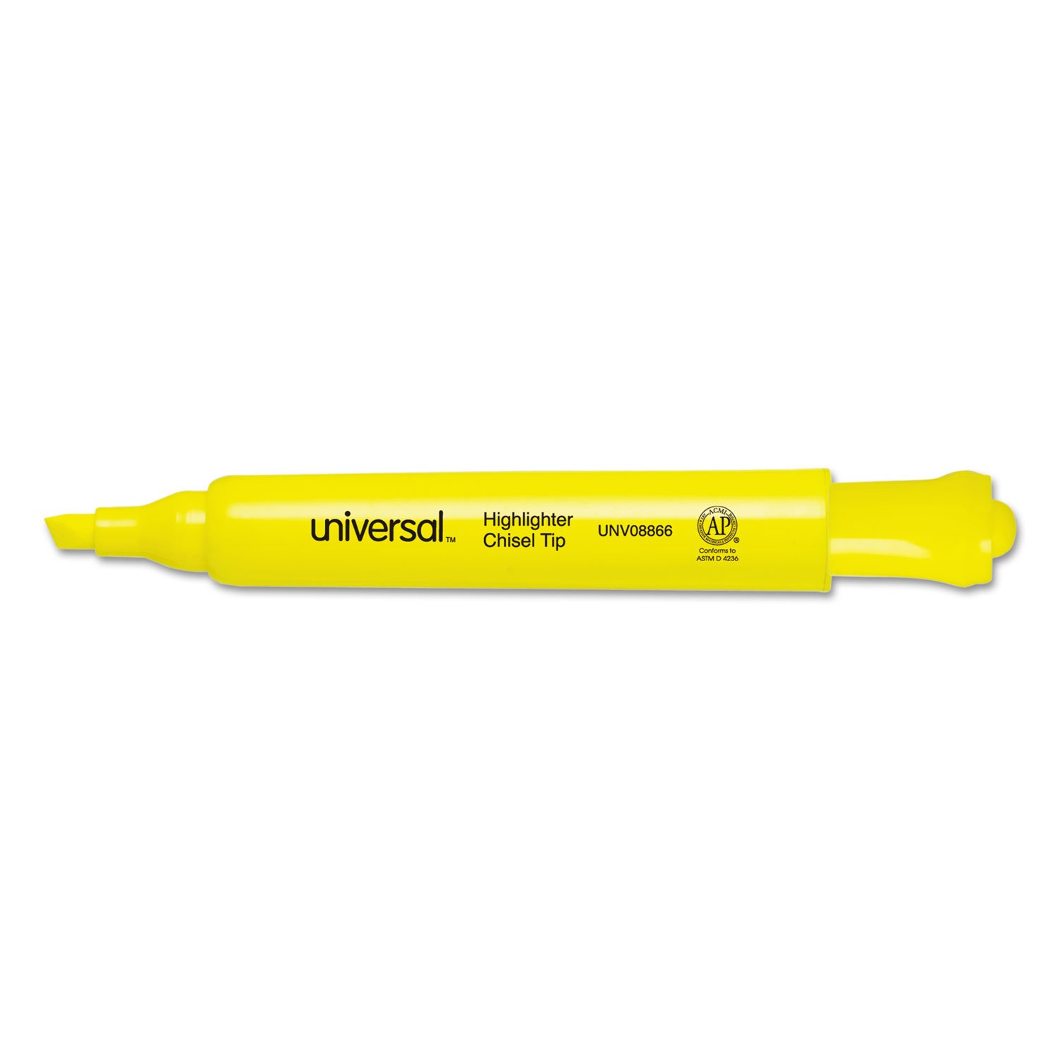 Universal 08866 Desk Highlighter, Chisel Tip, Fluorescent Yellow, 36-Pack - Ideal for Office, School, and Study Note-Taking
