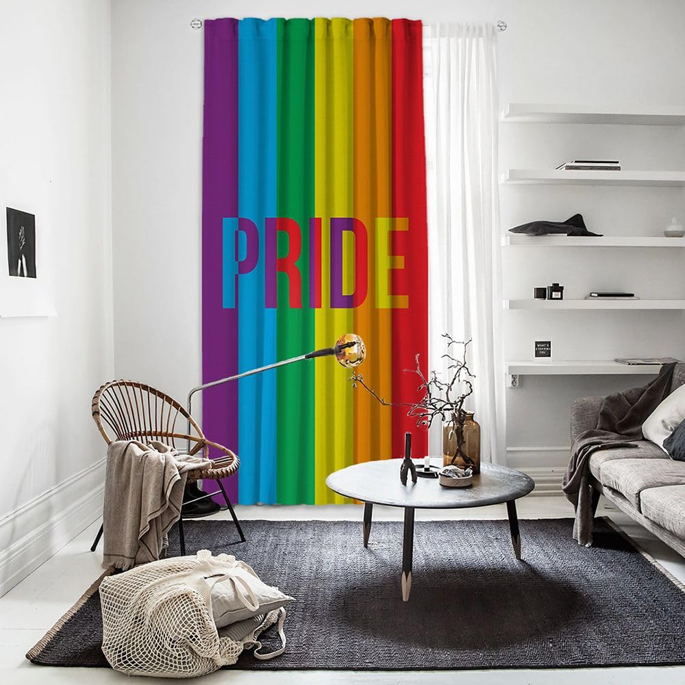 Rainbow LGBTQ Pride Curtains - Gay Parade Freedom Equality Love Theme Window Drapes - 52