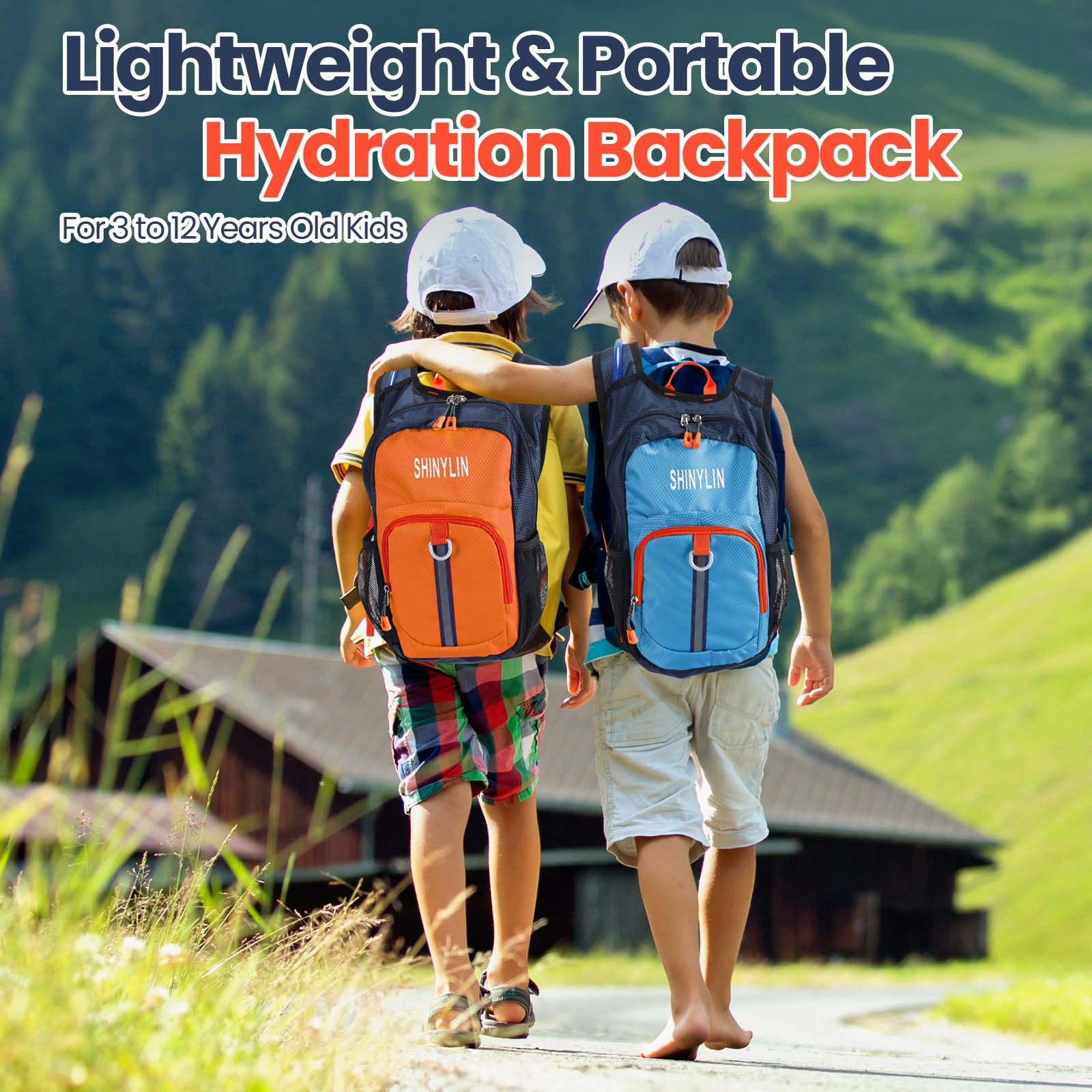 2 Pack Kids Hydration Backpack with 1.5L Leakproof Water Bladder - Lightweight Hiking Backpack for Boys & Girls - Perfect for Running, Climbing, Camping & Outdoor Adventures