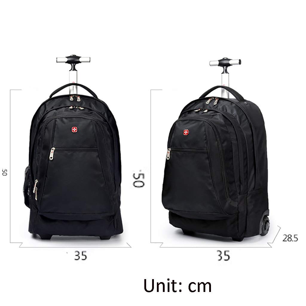 Black Wheeled Trolley Bag for Business Travel - 16 Inch Laptop Backpack with Wheels (35x28.5x50cm) - Perfect for Airplane Carry-On & Mobile Office Professionals