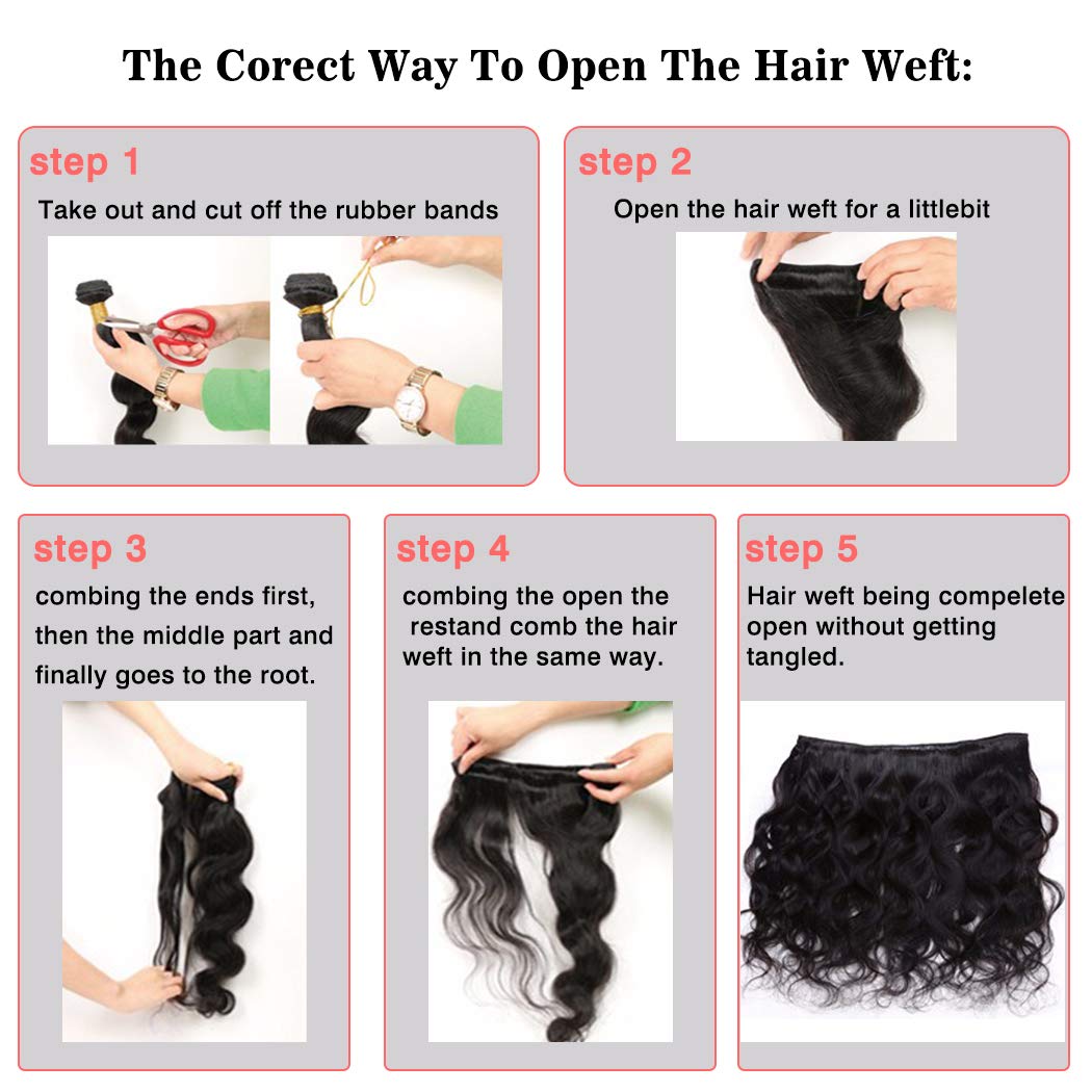 9A Virgin Straight Human Hair Bundles with 3 Part Lace Closure - Unprocessed Malaysian Hair Weave (24