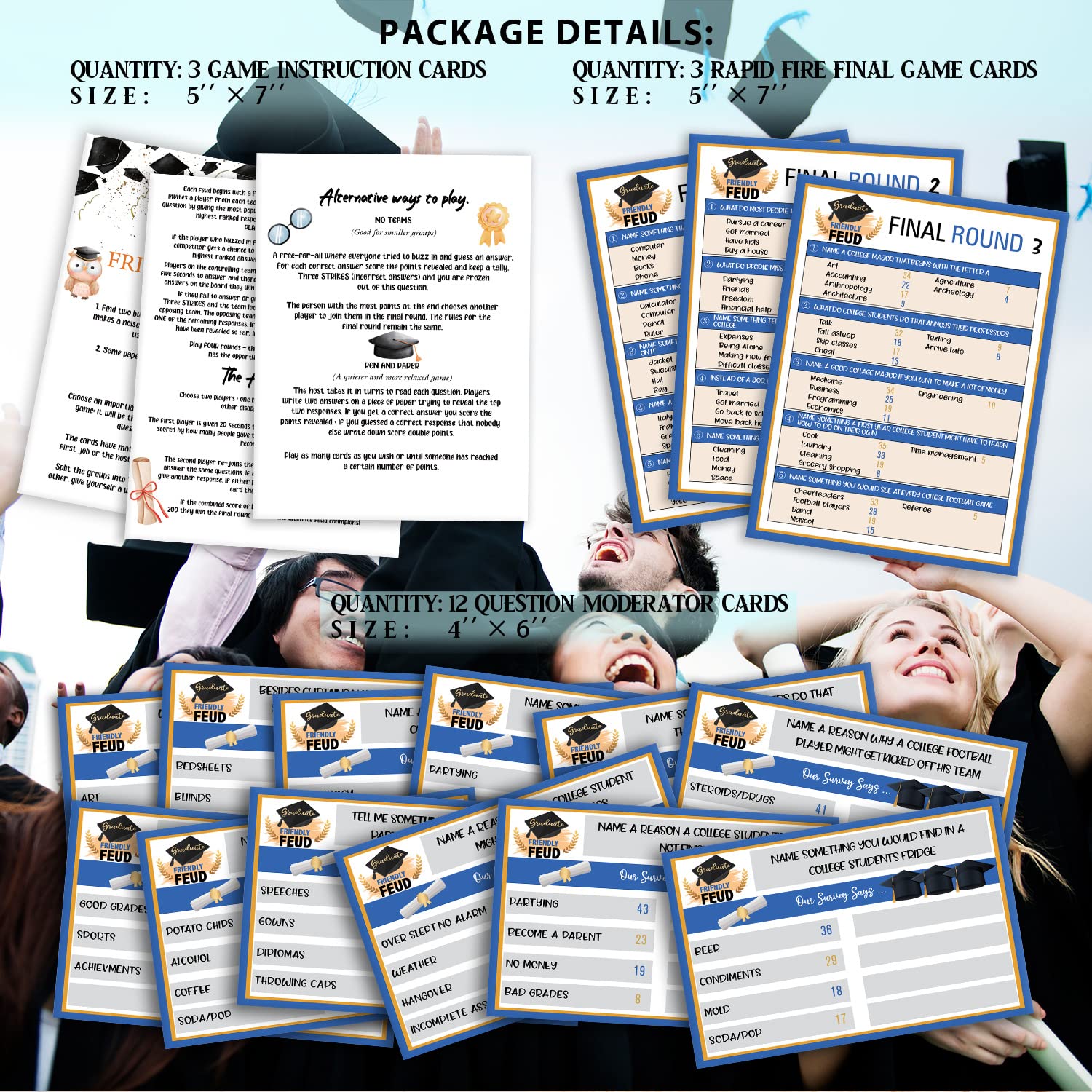Graduation Feud Quiz Game - Fun Trivia Party Activity for Graduation Decorations & Grad Party Ideas | Perfect for Class Games & Graduation Celebrations
