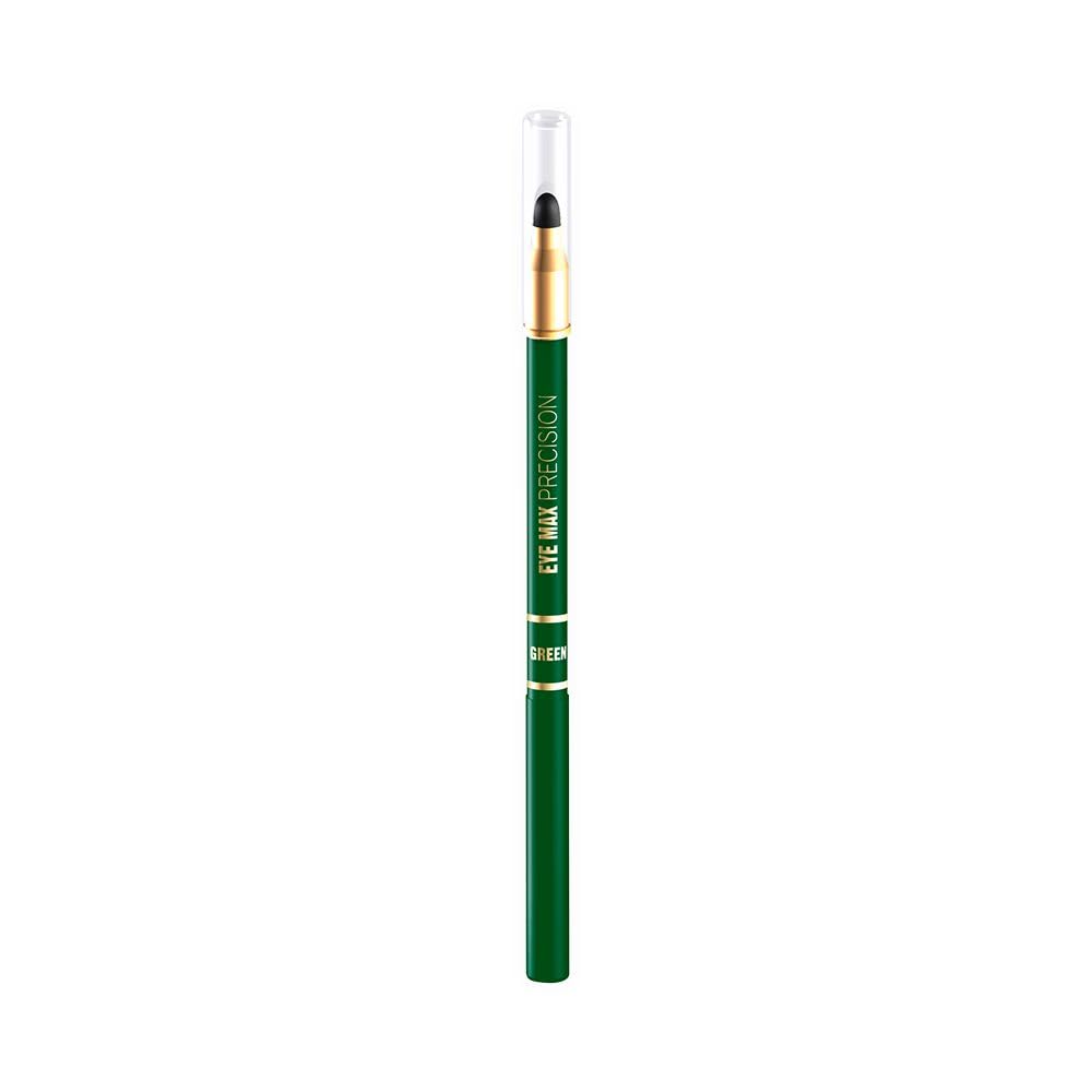 Eveline Cosmetics Eye Max Precision Automatic Eyeliner Pencil with Sponge - Green | Waterproof Smudge-Proof Eye Makeup Pencil for Precise Lines & Defined Look | Perfect for Daytime Office Wear & Evening Party Makeup