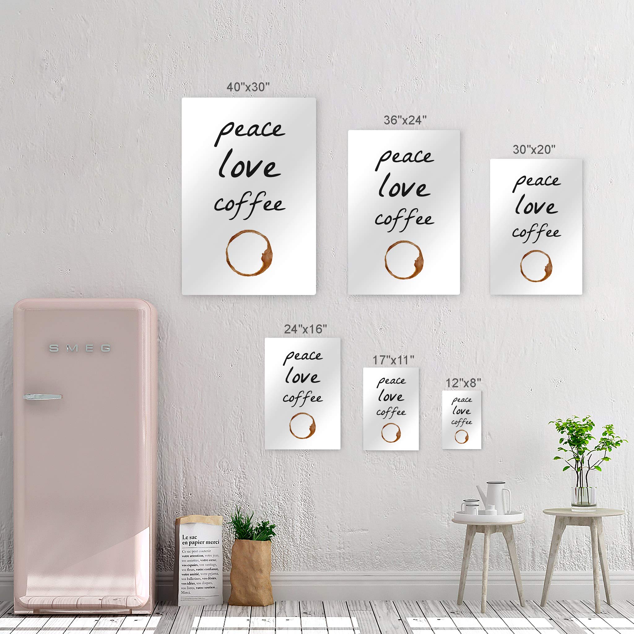 Peace Love Coffee & Make Coffee Not War Metal Print Set - 2 Panel Wall Art for Kitchen, Office & Coffee Shop Decor (30x20 Inches) - Inspirational Farmhouse Sign, Perfect Gift for Coffee Lovers & Home Decor